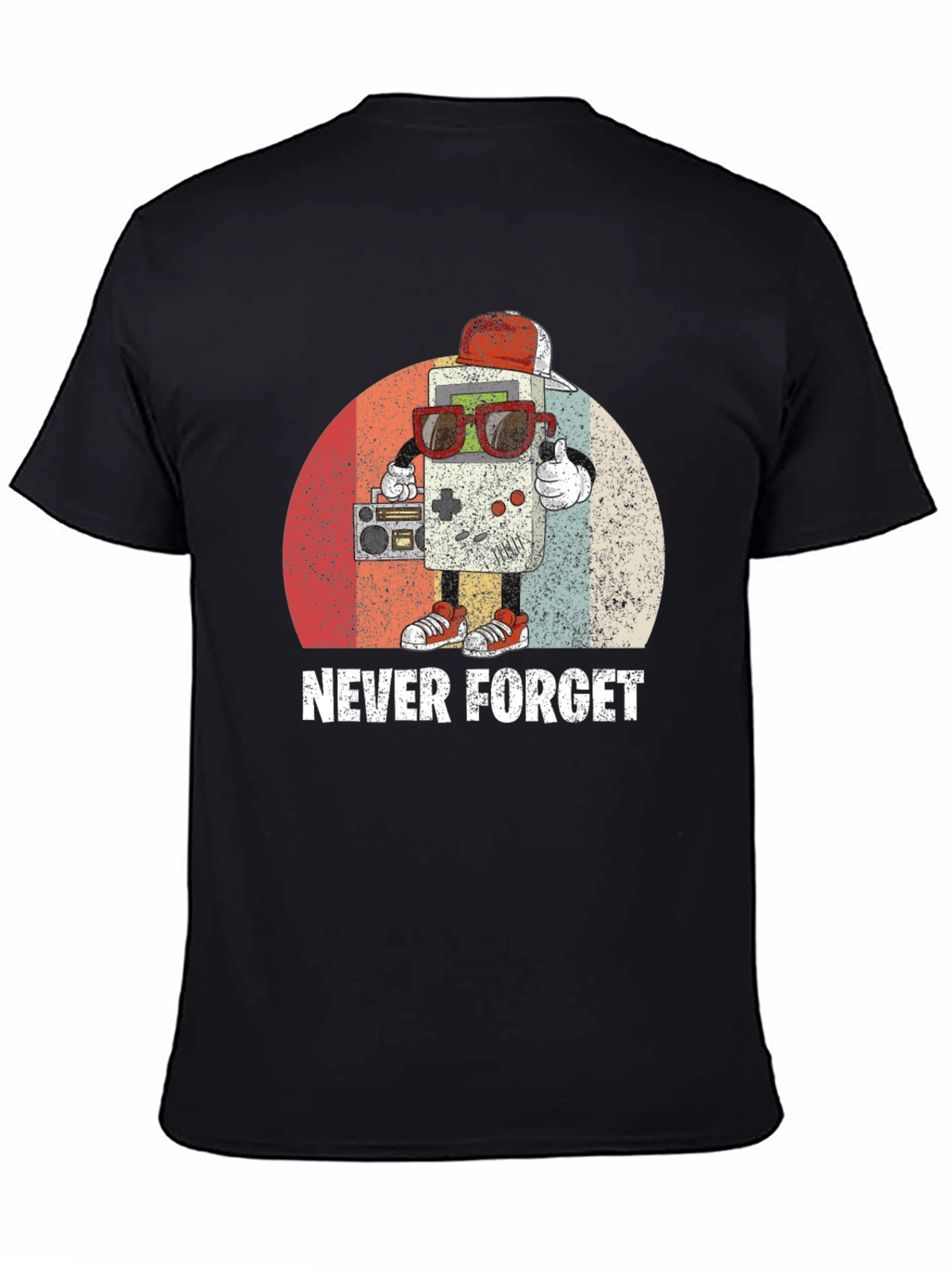 Black Retro Gaming Never Forget T-Shirt - Black view 4