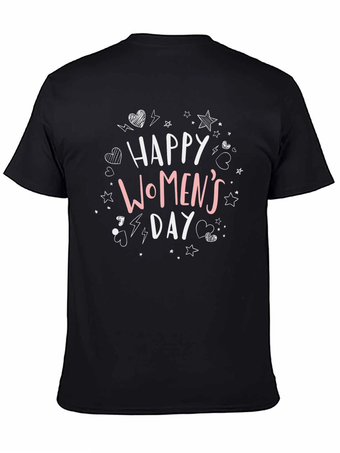 Black Happy Women's Day Graphic Tee - Black Unisex view 4