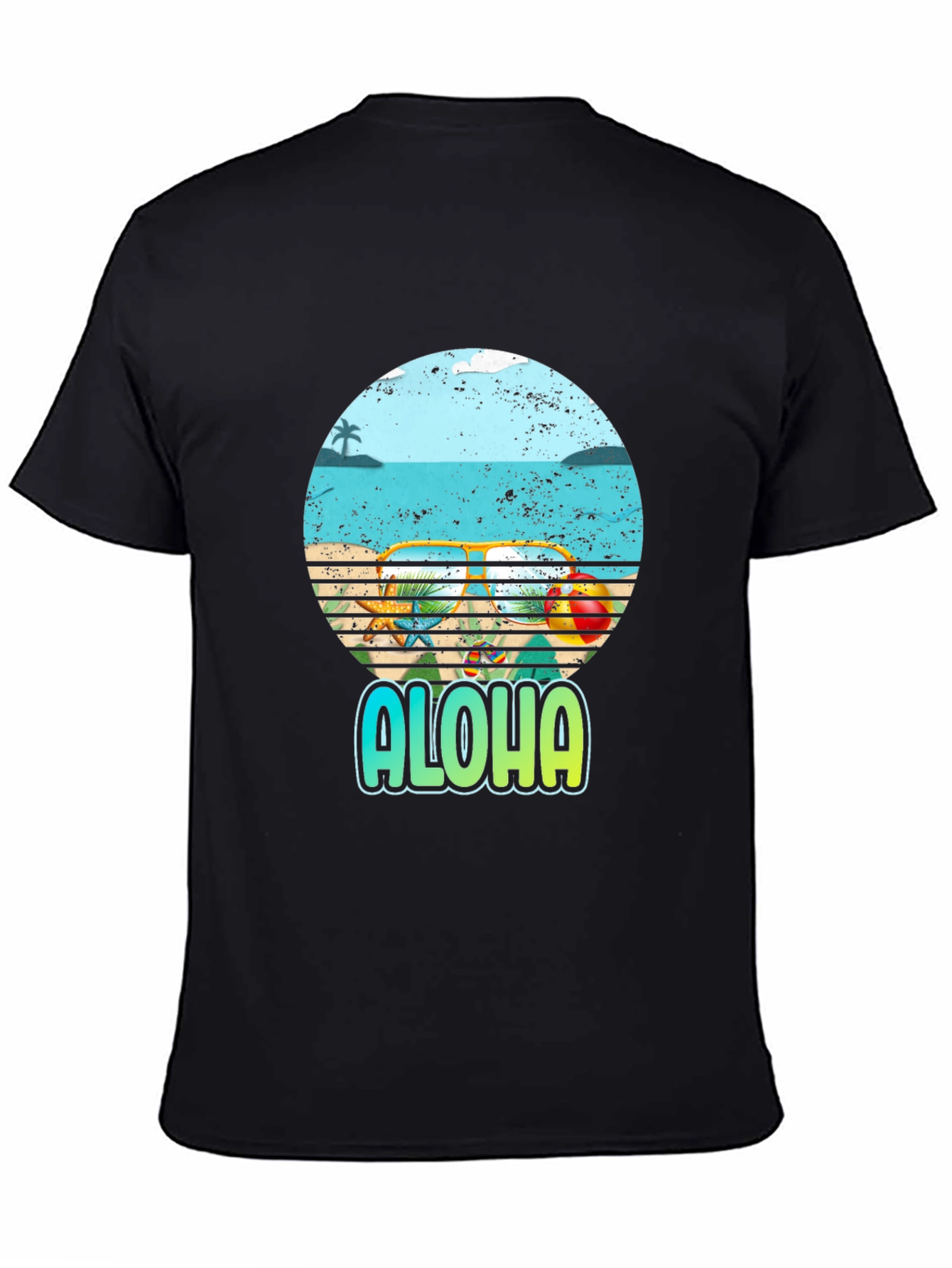 Black Aloha Beach Graphic T-Shirt - Summer Ready view 4