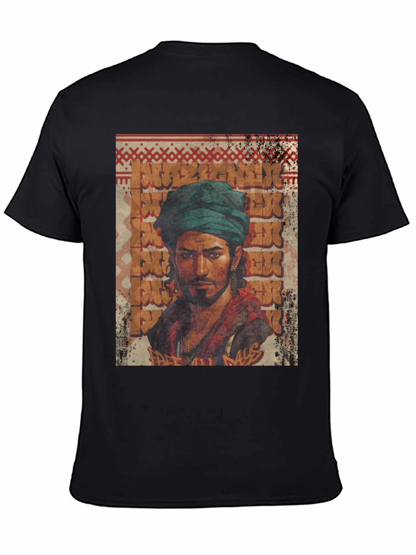 Black Urban Turban Graphic Tee - Cool Streetwear Style view 4