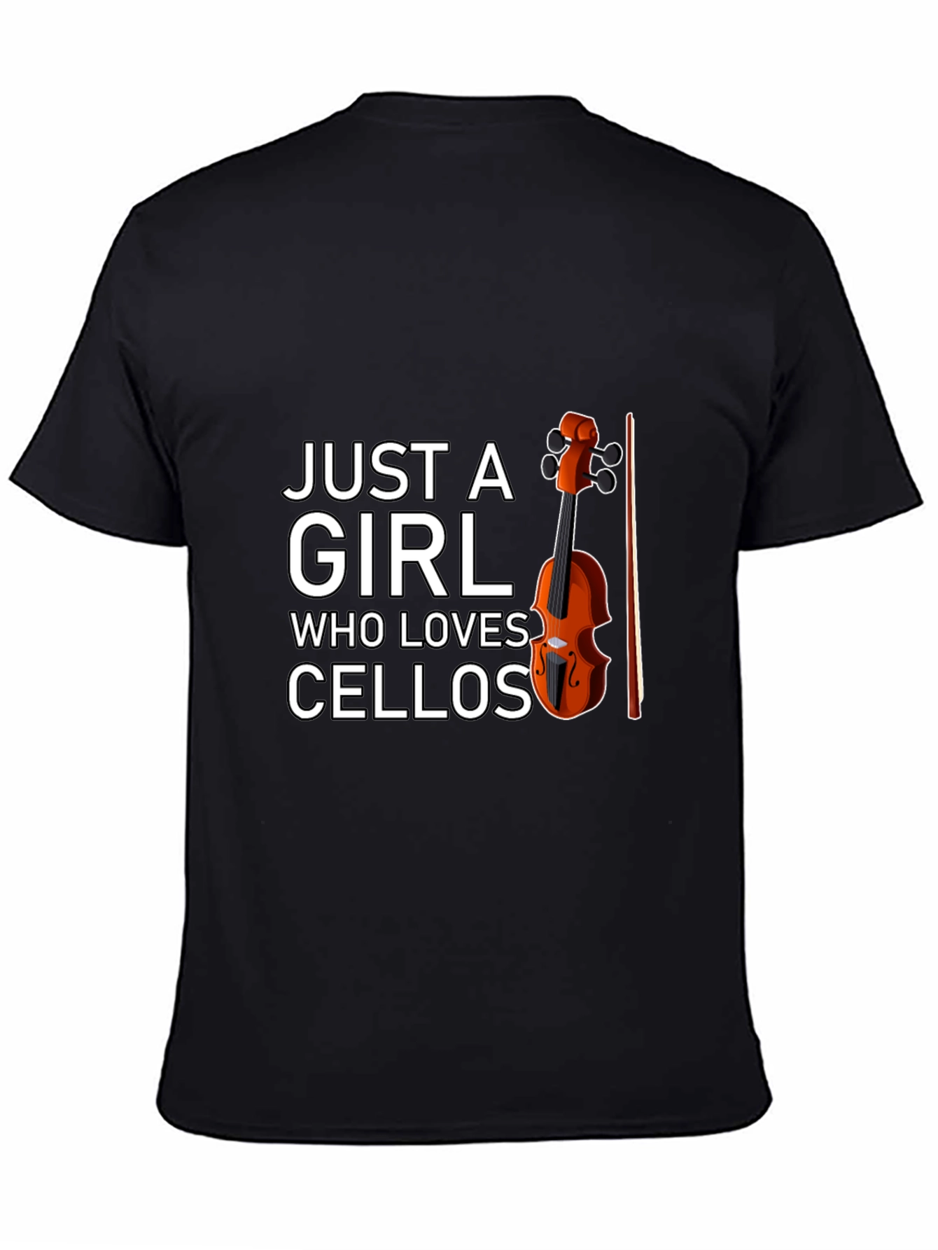Black Just A Girl Who Loves Cellos T-Shirt - Music Lover Tee view 4