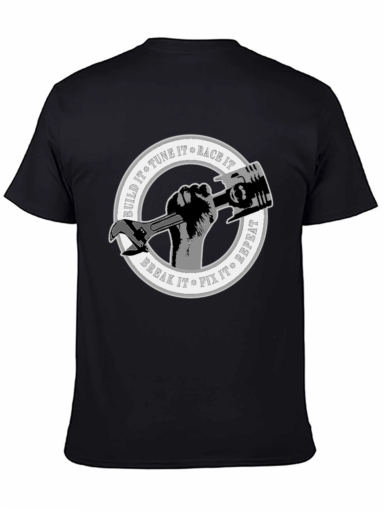 Black Build, Tune, Race, Repeat T-Shirt view 4