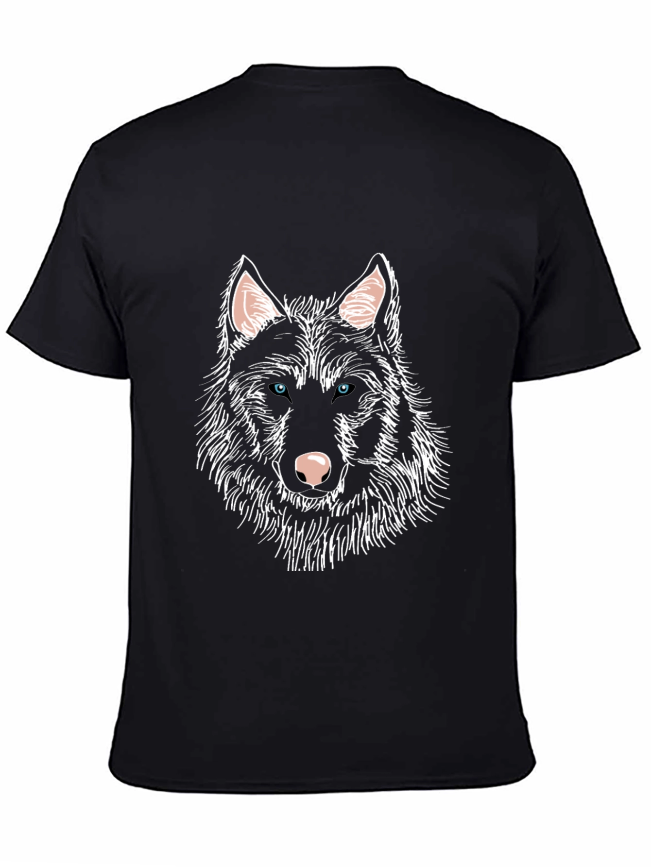 Black Wolf Graphic Print Tee - Men's Black T-Shirt view 4