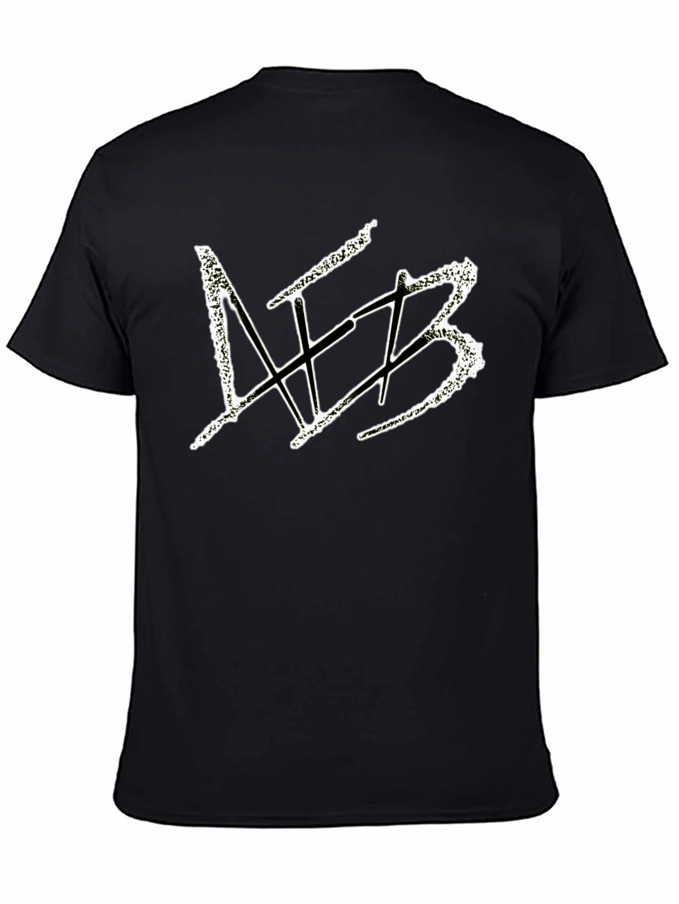 Black Men's Black Graphic Tee - Distressed White Design view 4