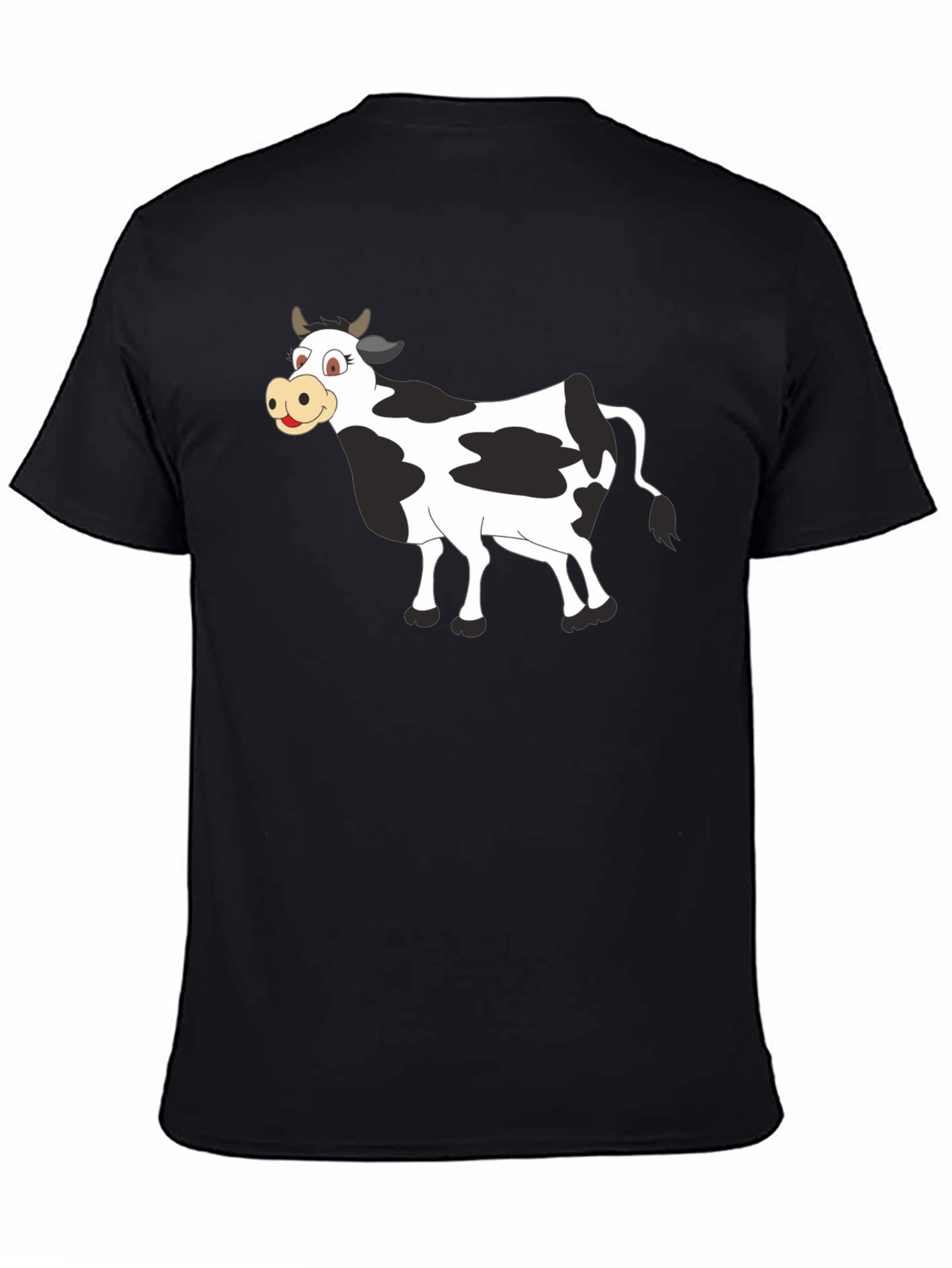Black Cartoon Cow Graphic Tee - Black view 4