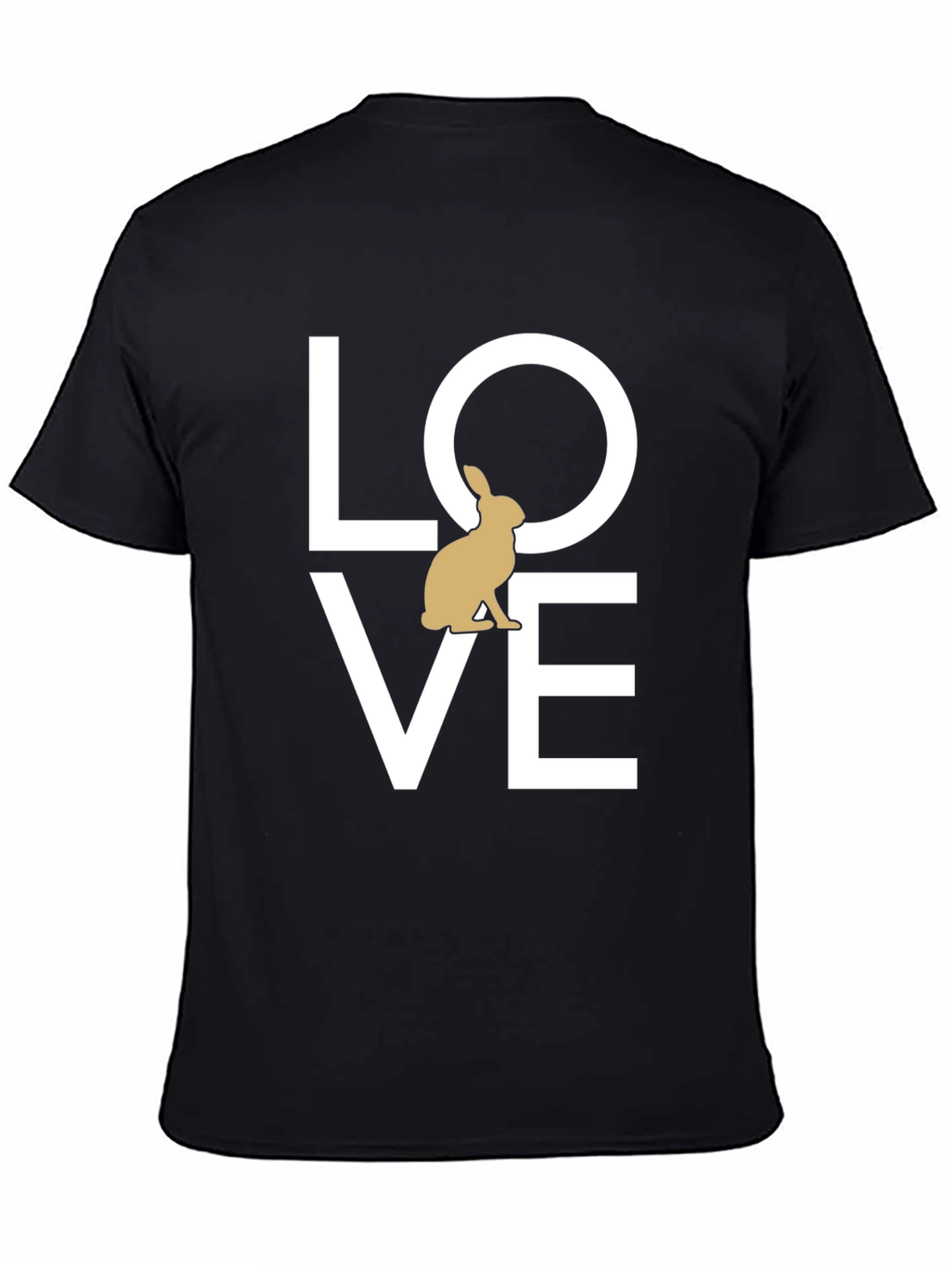 Black Love Rabbit Graphic T-Shirt - Casual Unisex Tee view 4