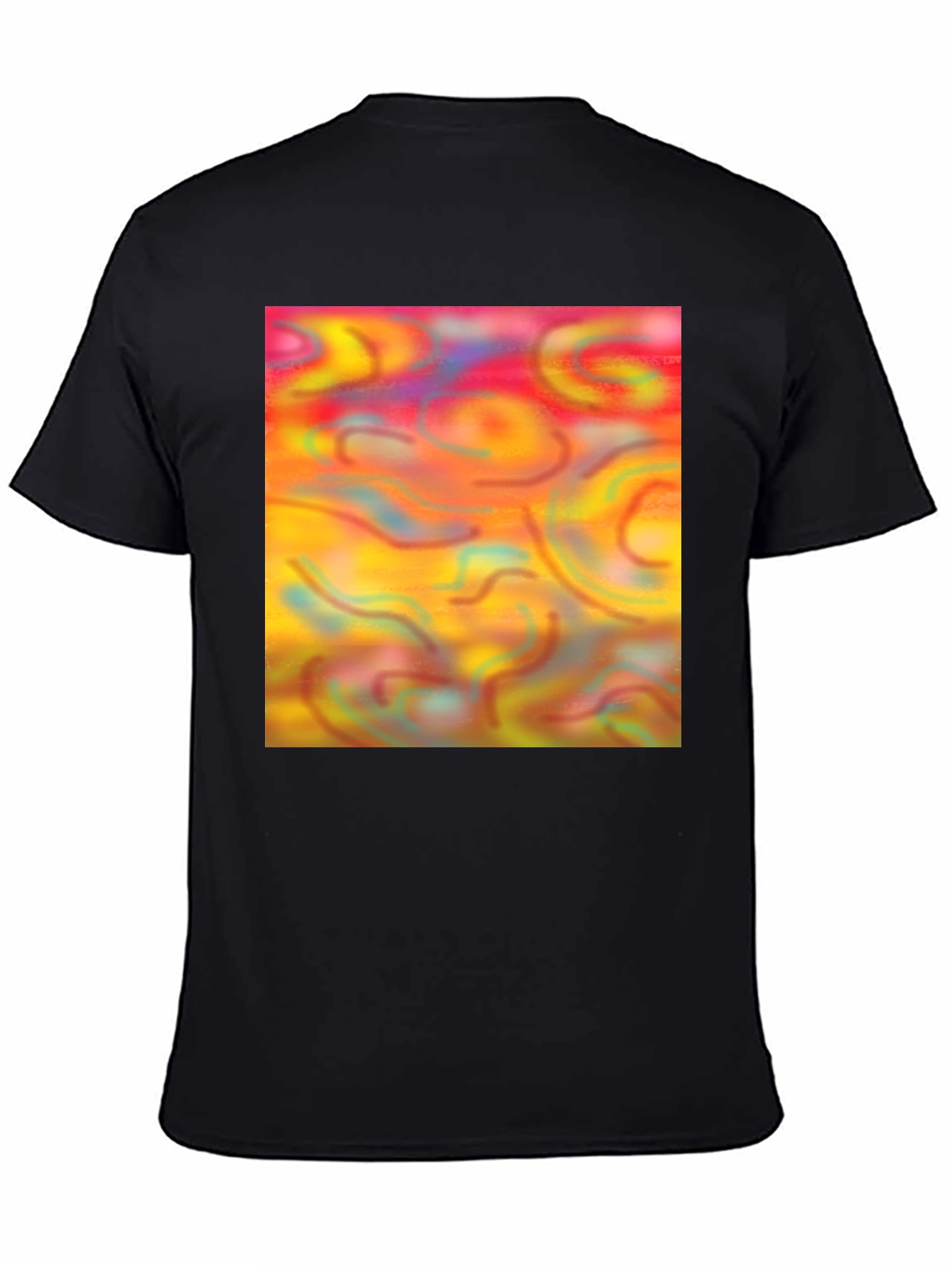 Black Abstract Swirls Graphic Tee - Artistic Statement Shirt view 4