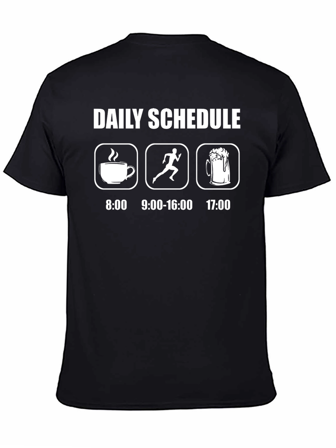 Black Daily Schedule T-Shirt: Coffee, Run, Beer - Funny Gift for Athletes view 4