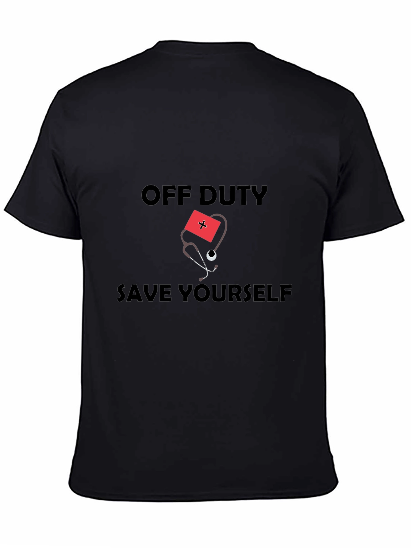 Black Off Duty Save Yourself Graphic Tee view 4