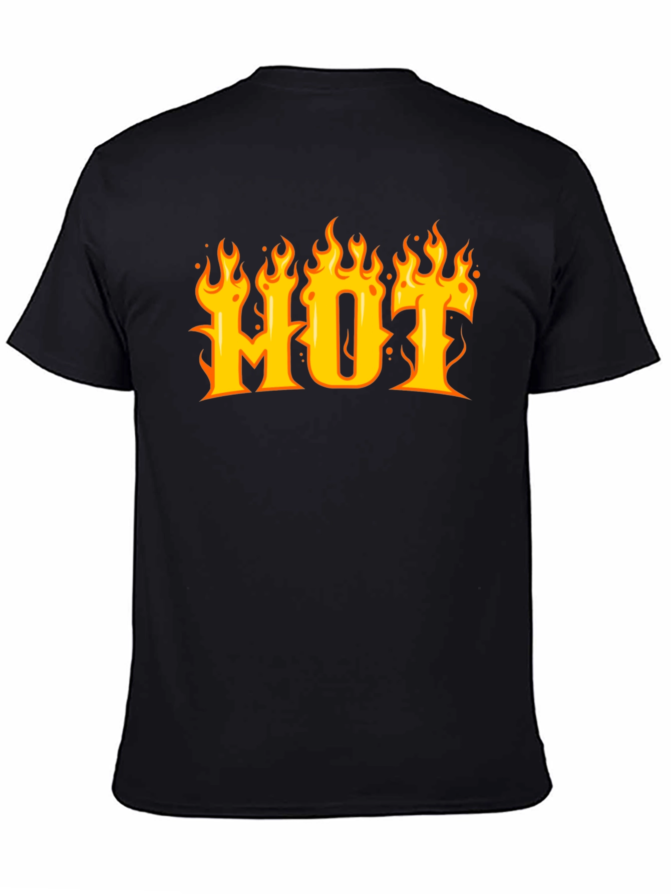 Black HOT Flame Graphic T-Shirt - Black Cotton Tee view 4