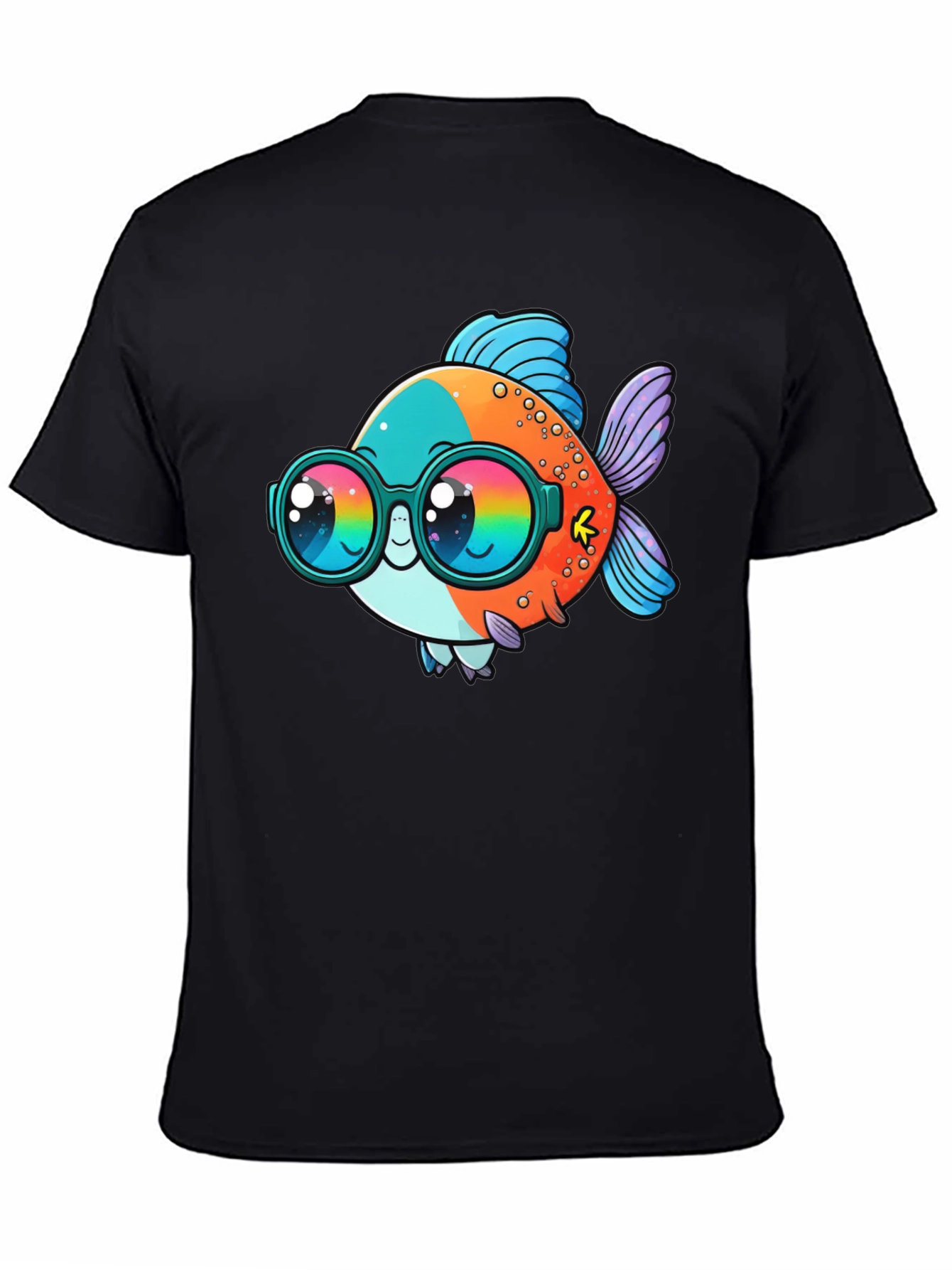 Black Cool Fish Graphic Tee - Black Cotton Comfort view 4