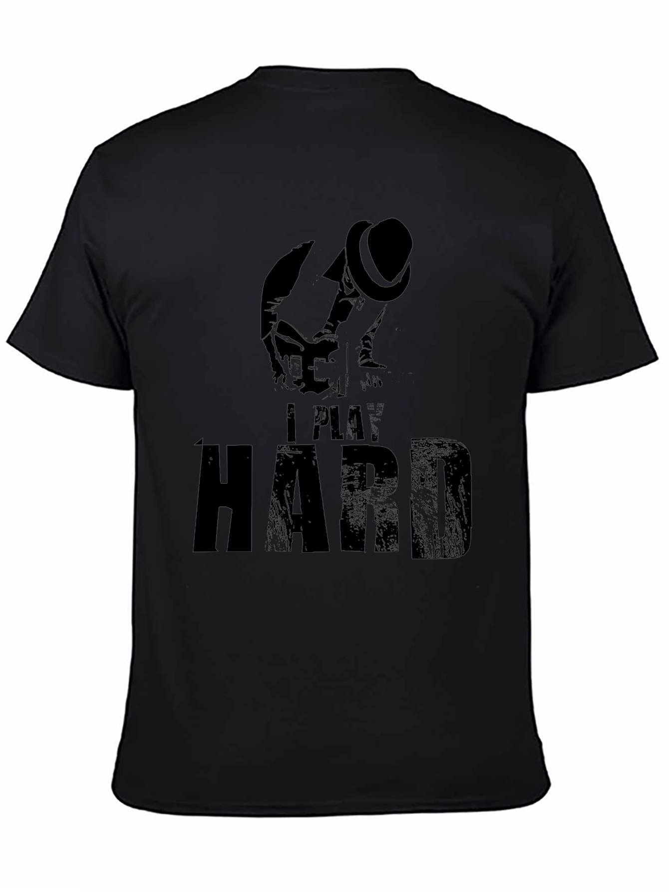 Black I Play Hard T-Shirt - Black view 4