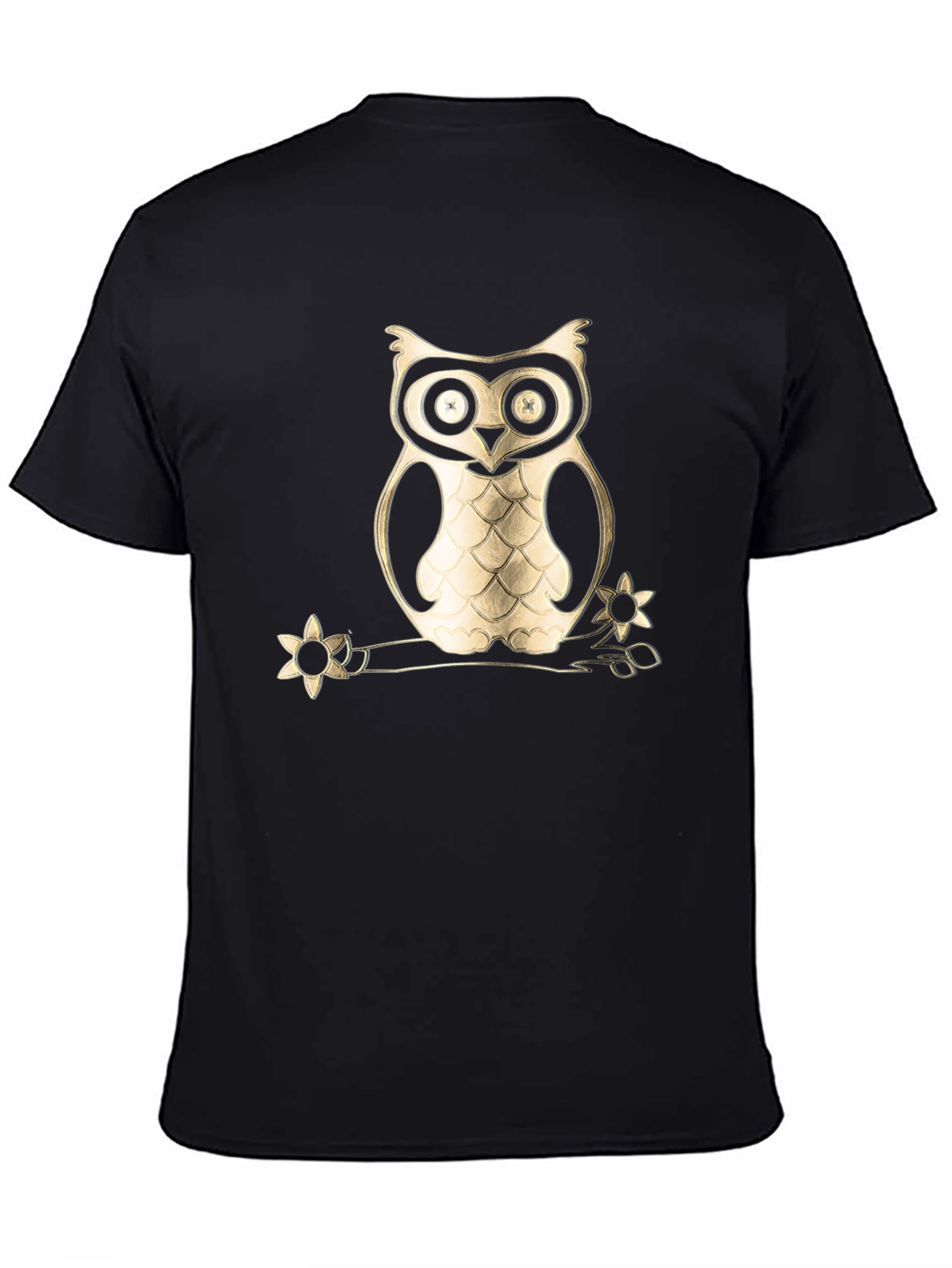 Black Owl on Branch Graphic Tee - Black Cotton Blend view 4
