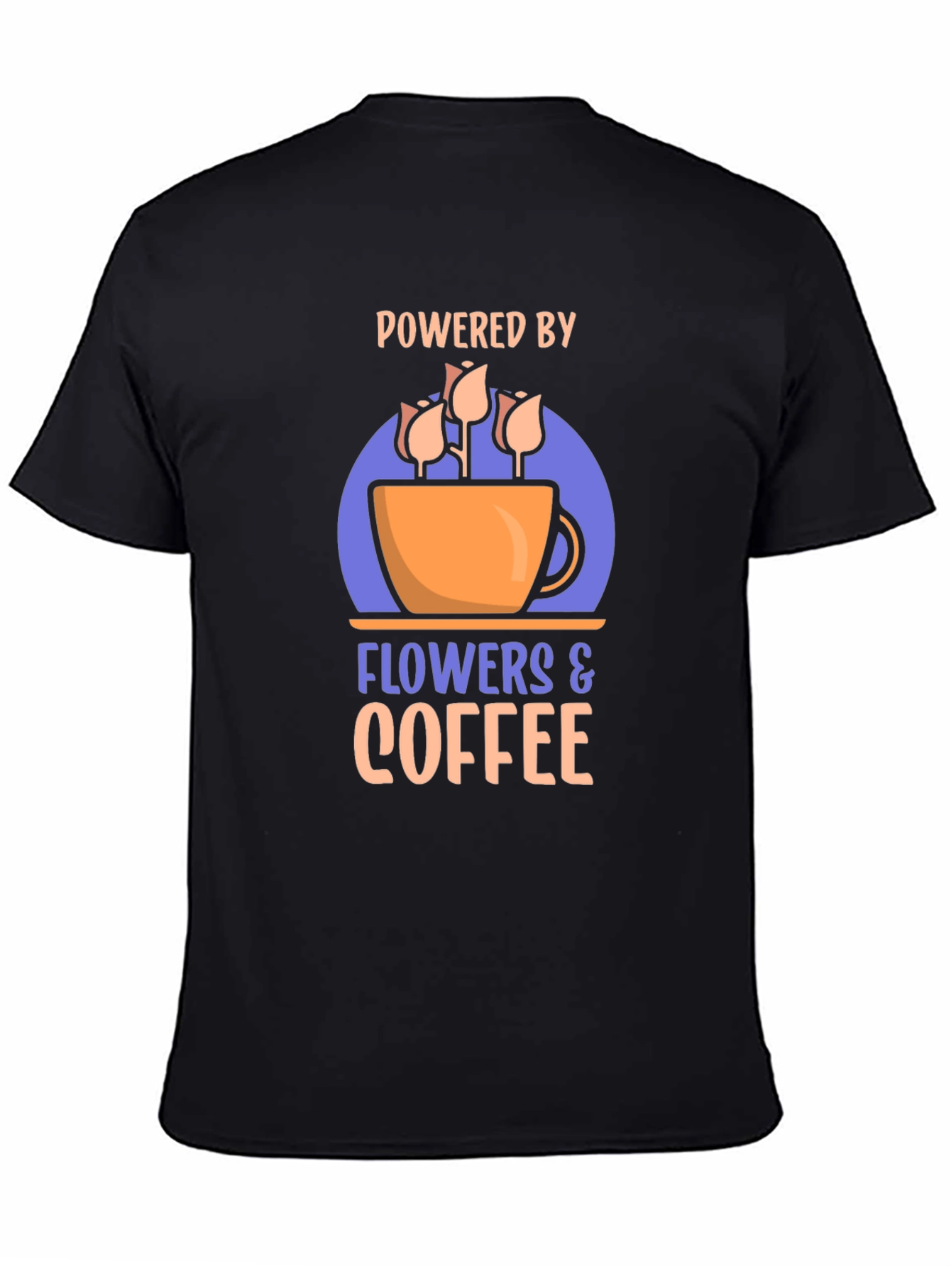 Black Powered by Flowers & Coffee Graphic Tee view 4