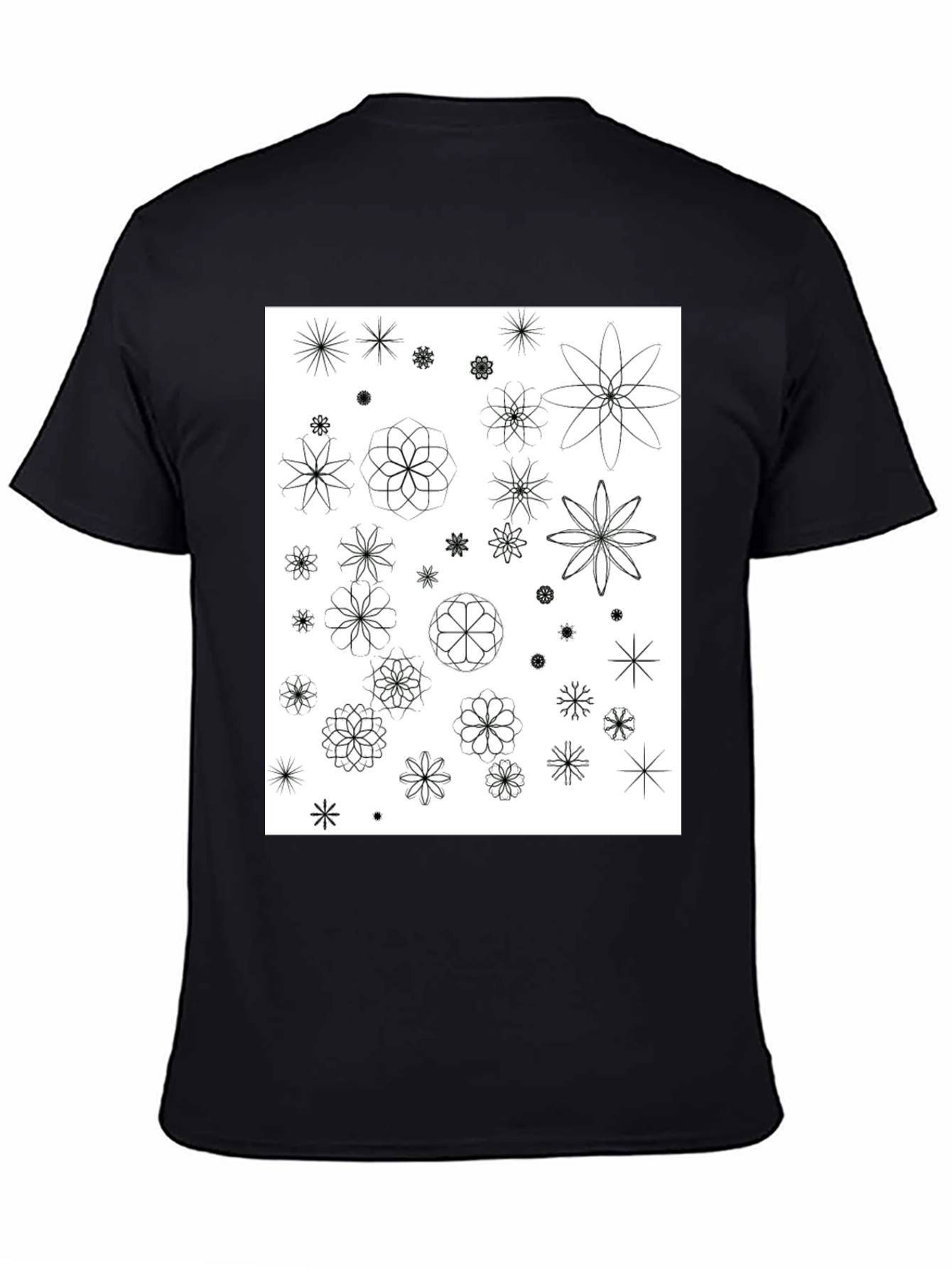 Black Floral Pattern Black T-Shirt | Trendy Men's Tee view 4