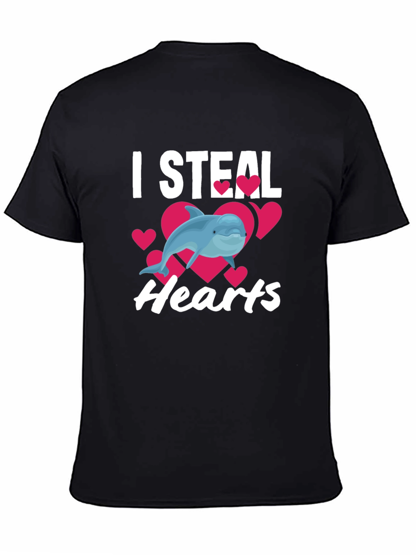Black I Steal Hearts Dolphin Graphic Tee - Black view 4
