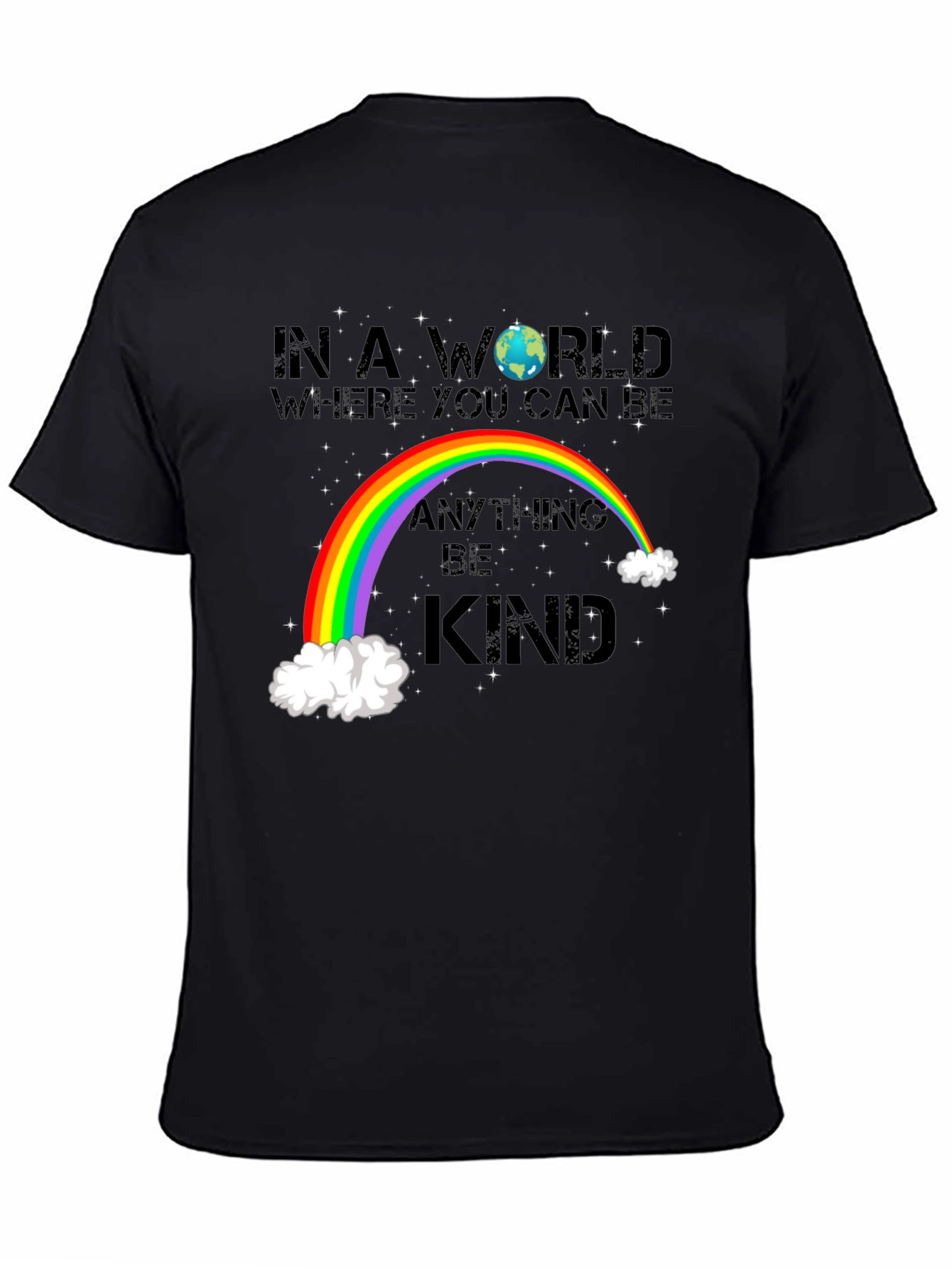Black Be Kind Rainbow Graphic T-Shirt view 4