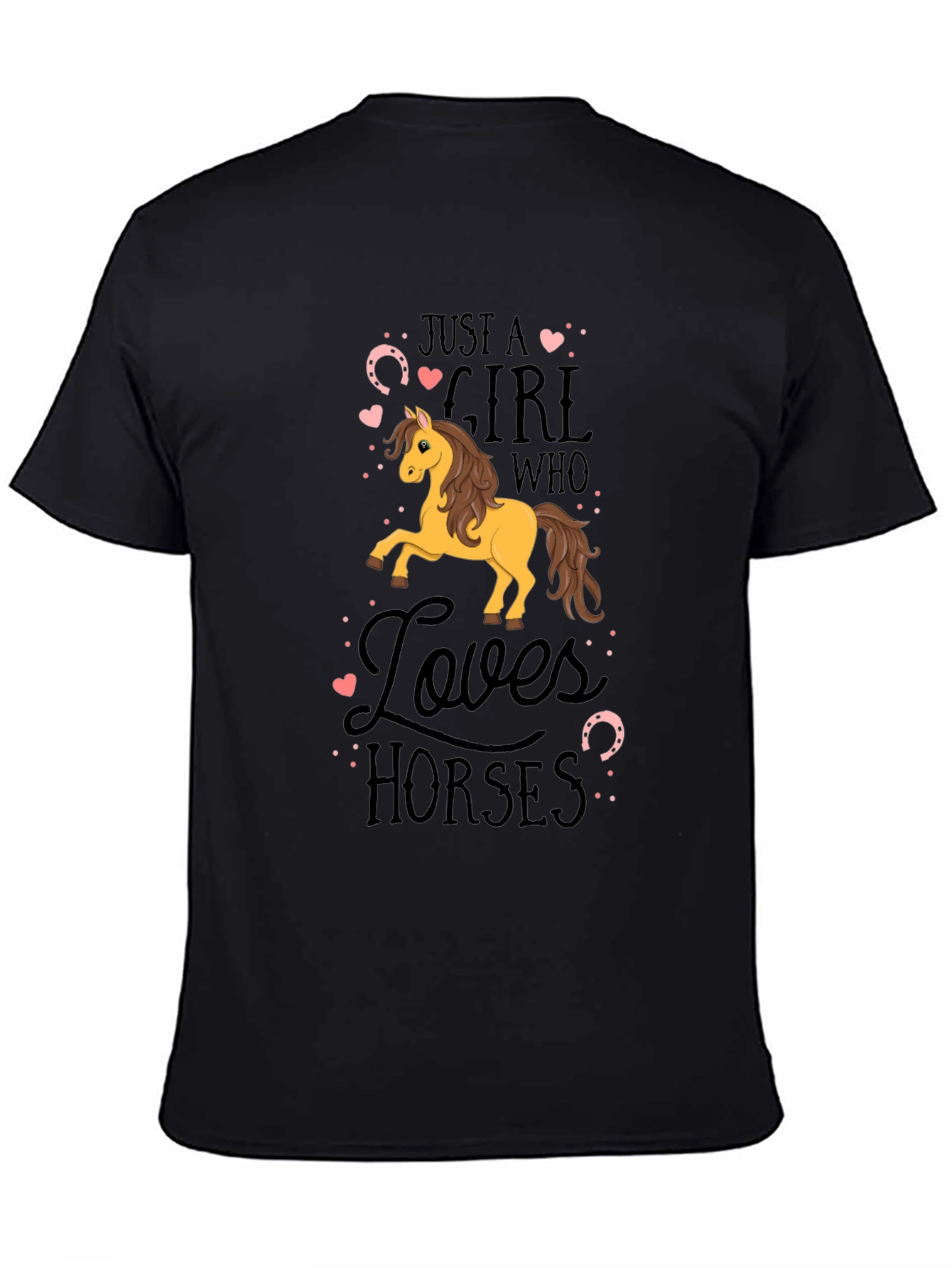 Black Girl Who Loves Horses Black T-Shirt view 4