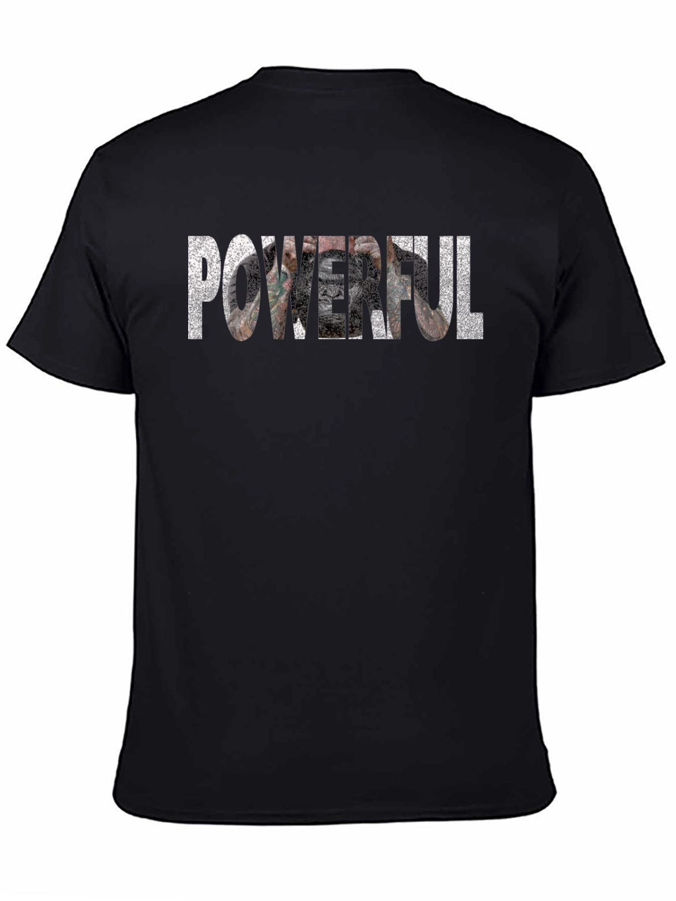Black Powerful Graphic Print T-Shirt view 4