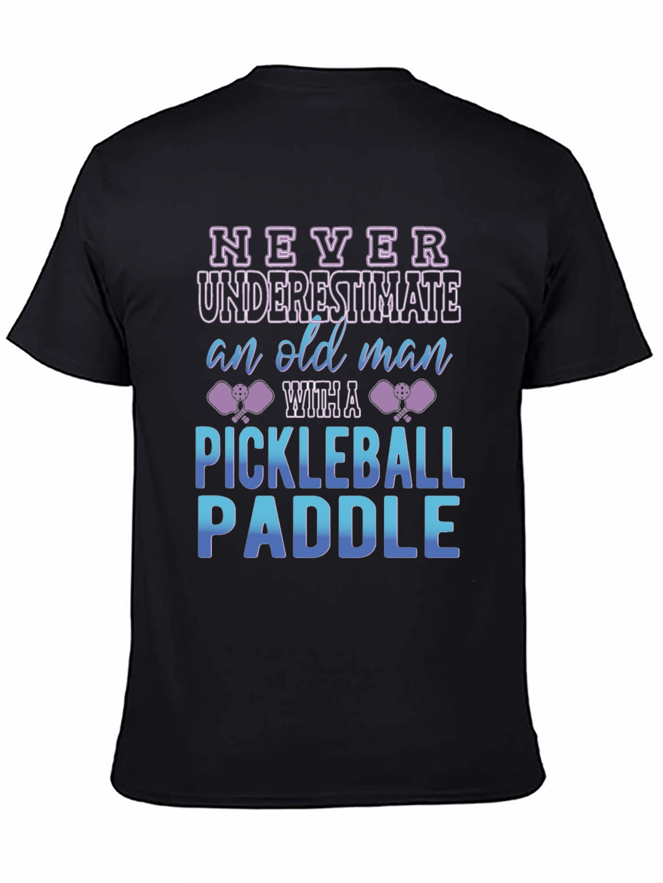 Black Funny Pickleball Old Man T-Shirt view 4