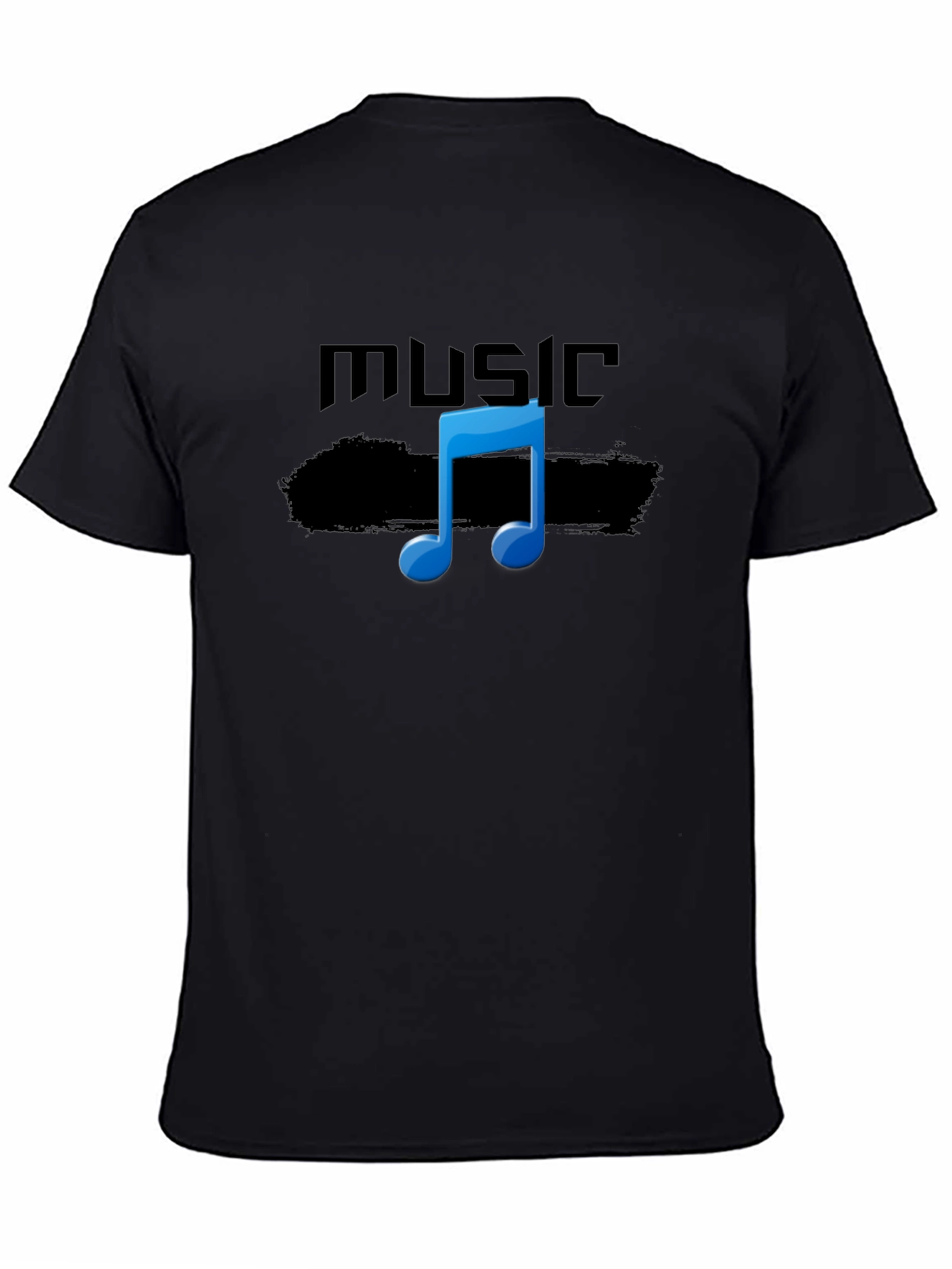 Black Music Note Graphic T-Shirt - Cool Black Tee view 4