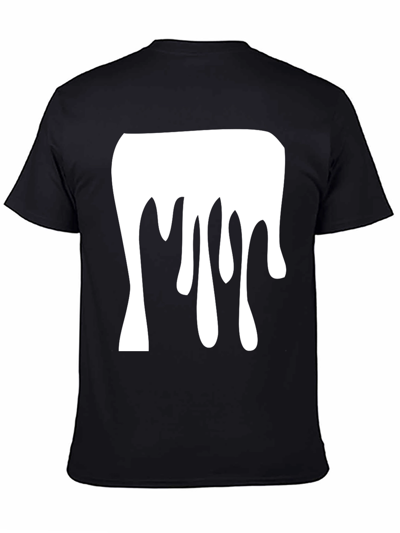 Black Dripping Paint Graphic Tee - Modern Black Cotton T-Shirt view 4