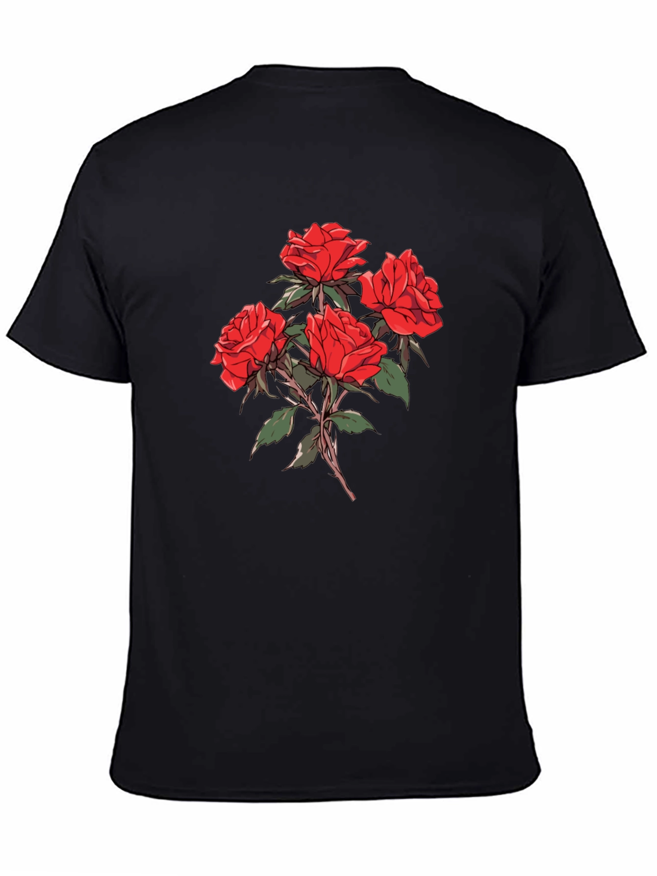Black Men's Black Rose Graphic T-Shirt view 4