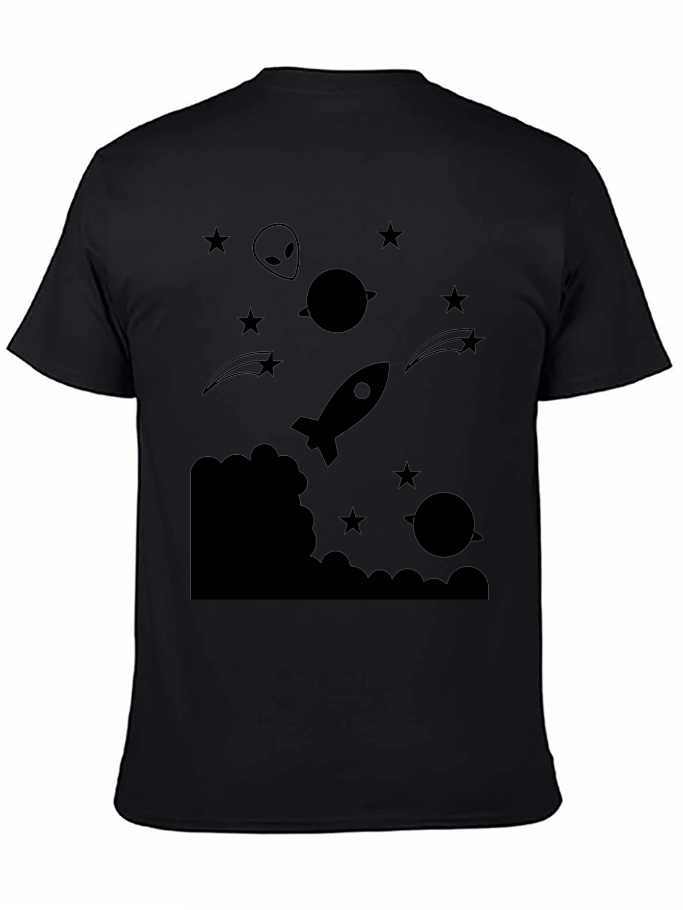 Black Cosmic Rocket Graphic T-Shirt view 4