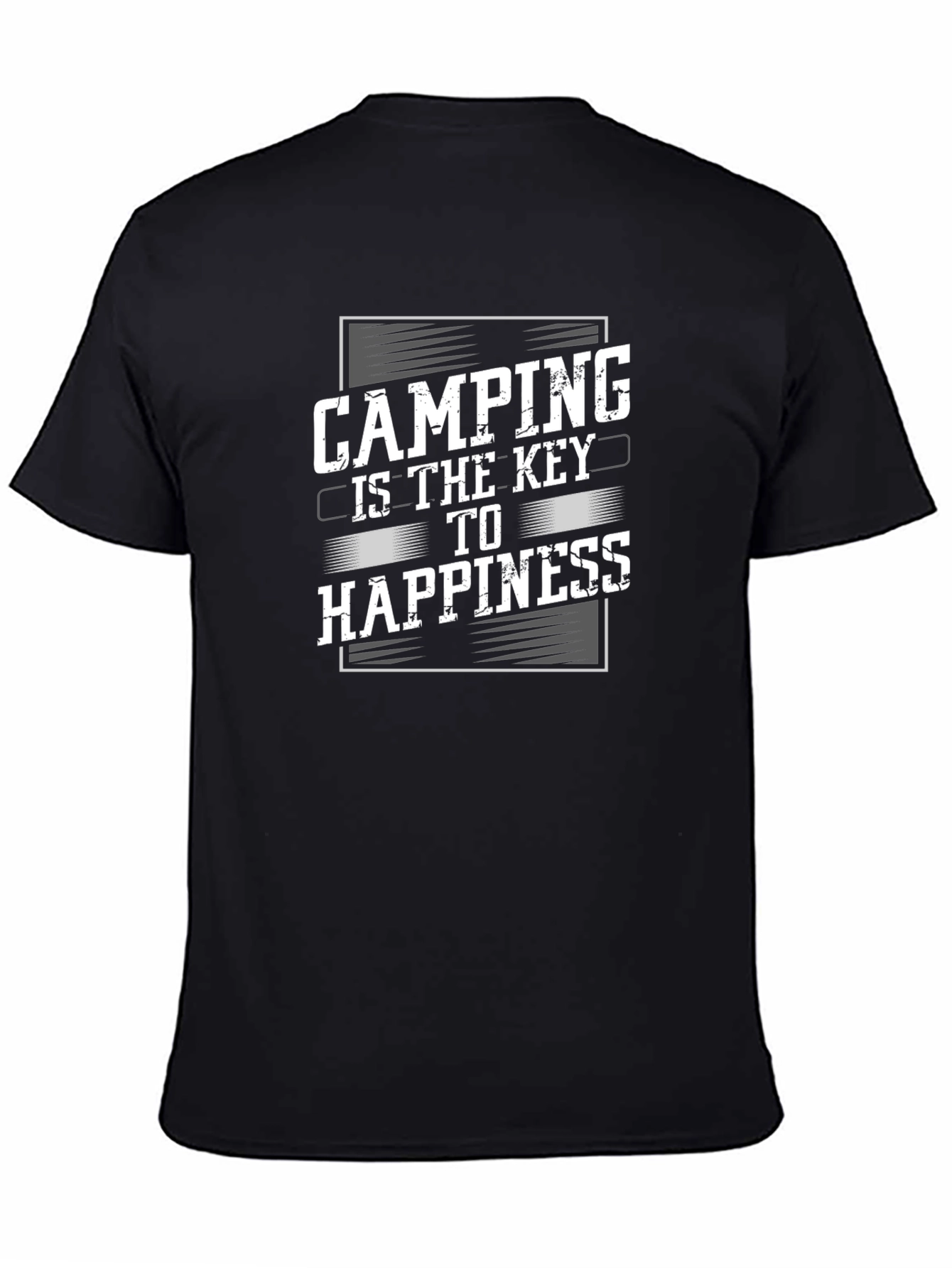 Black Camping is the Key to Happiness Graphic Tee - Black view 4
