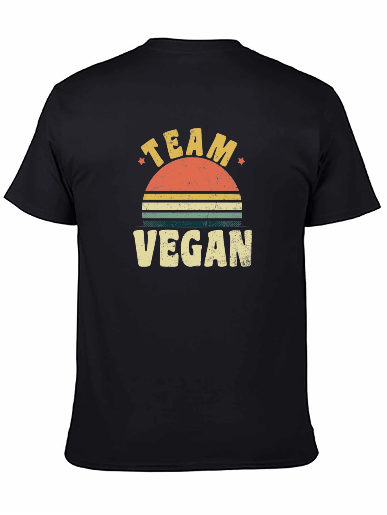 Black Team Vegan Retro Sunset T-Shirt view 4