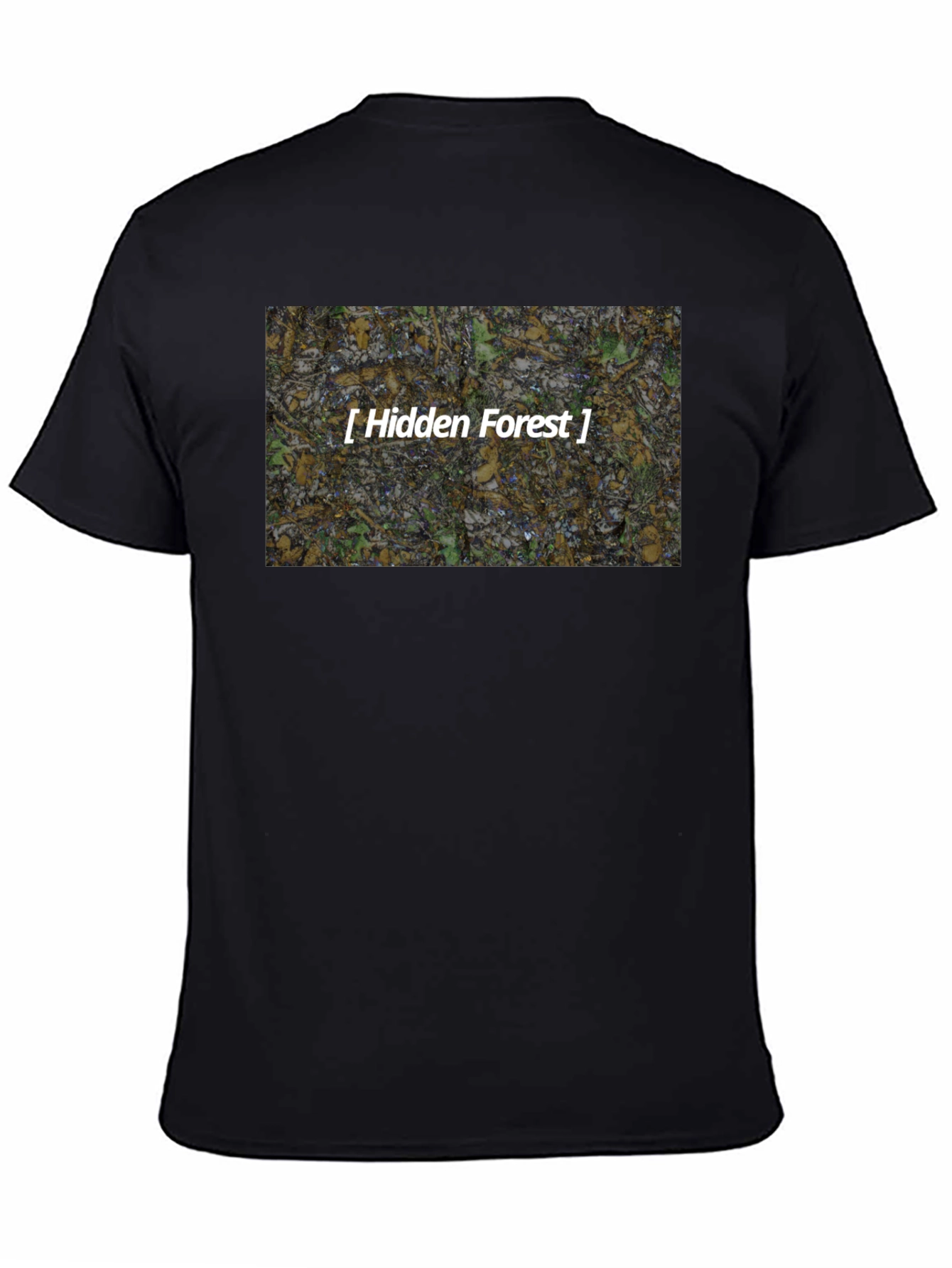 Black Hidden Forest T-Shirt - Nature Inspired Graphic Tee view 4