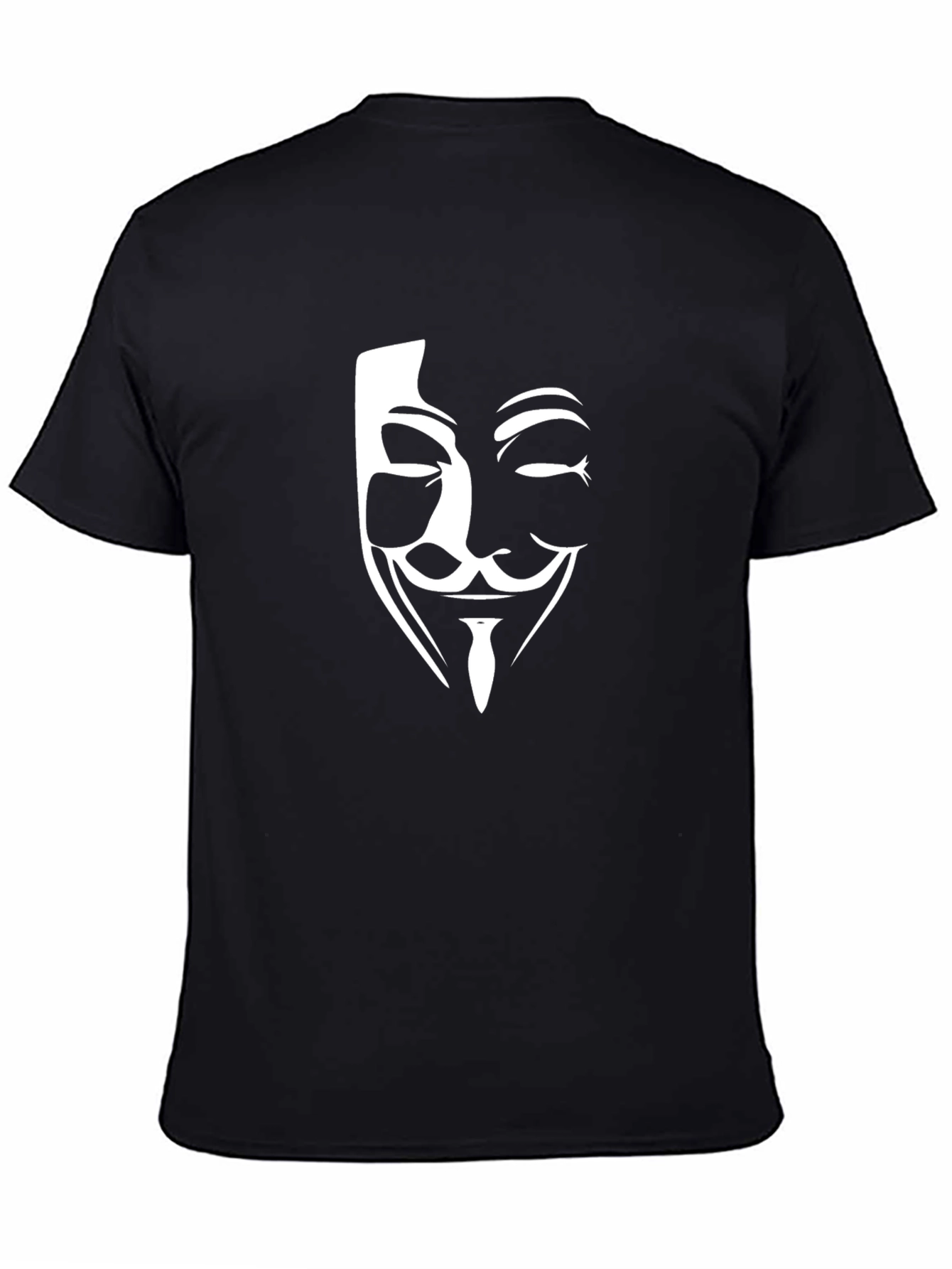 Black Anonymous Mask Graphic Tee - Black Crew Neck T-Shirt view 4
