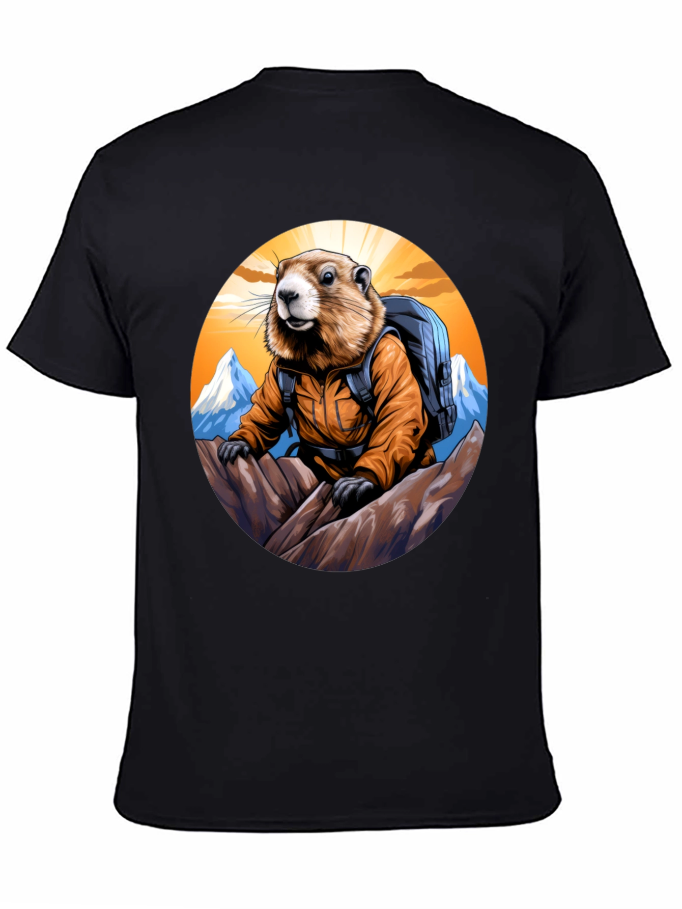 Black Hiking Marmot T-Shirt - Mountain Adventure view 4
