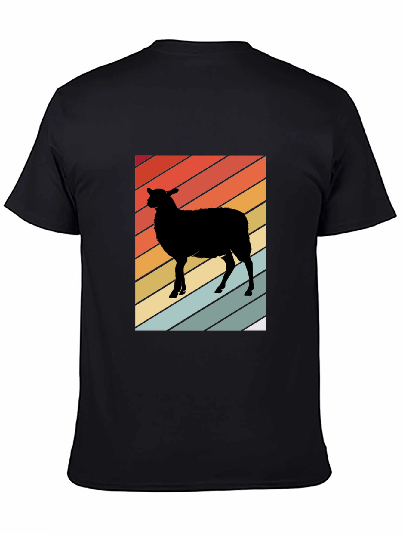 Black Retro Sheep Graphic Tee - Men's Black T-Shirt view 4