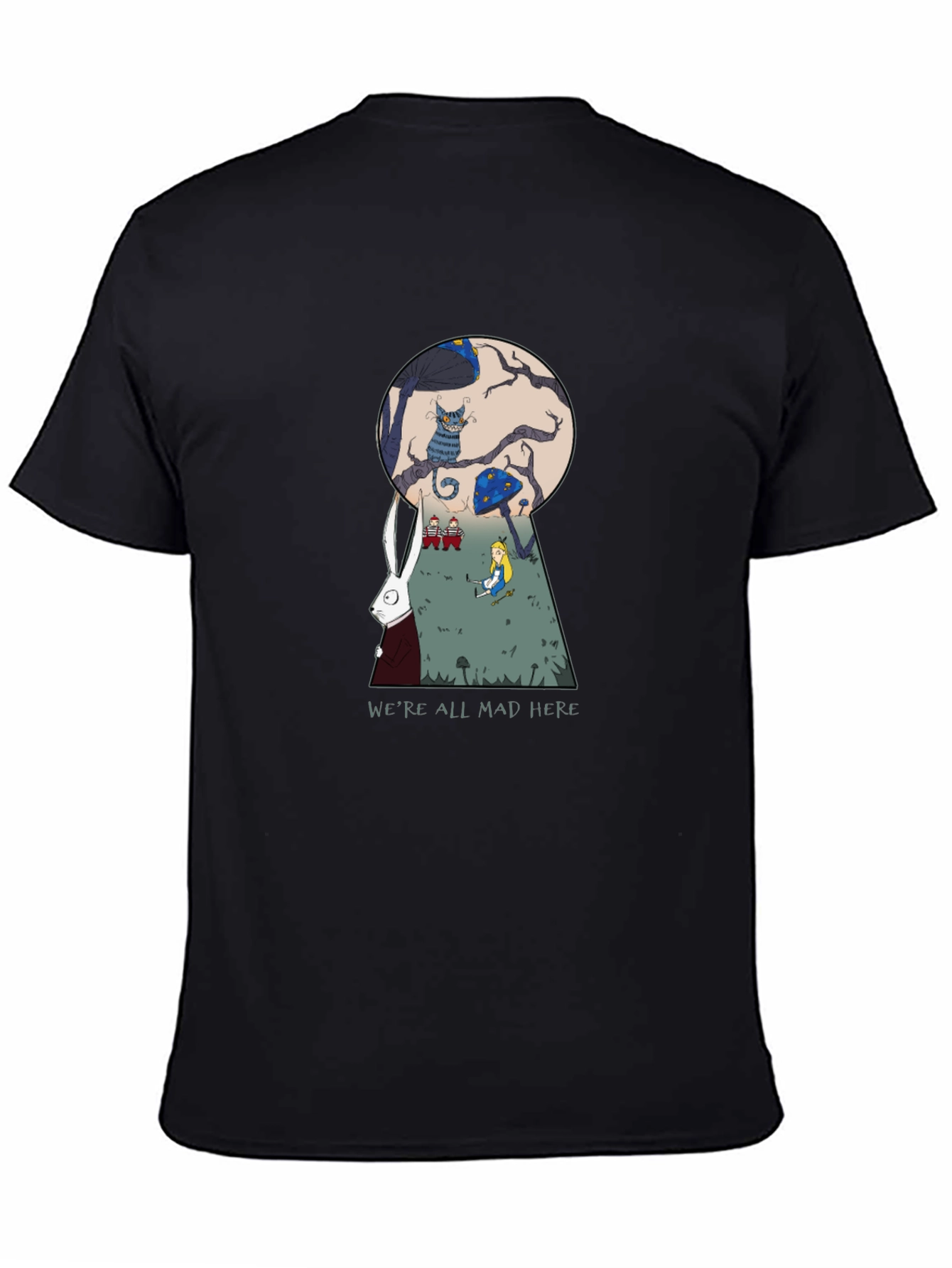 Black Alice in Wonderland T-Shirt - Mad Here view 4