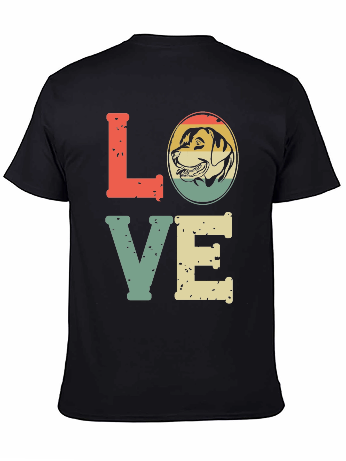 Black Retro Dog Lover T-Shirt - "LOVE" Design view 4
