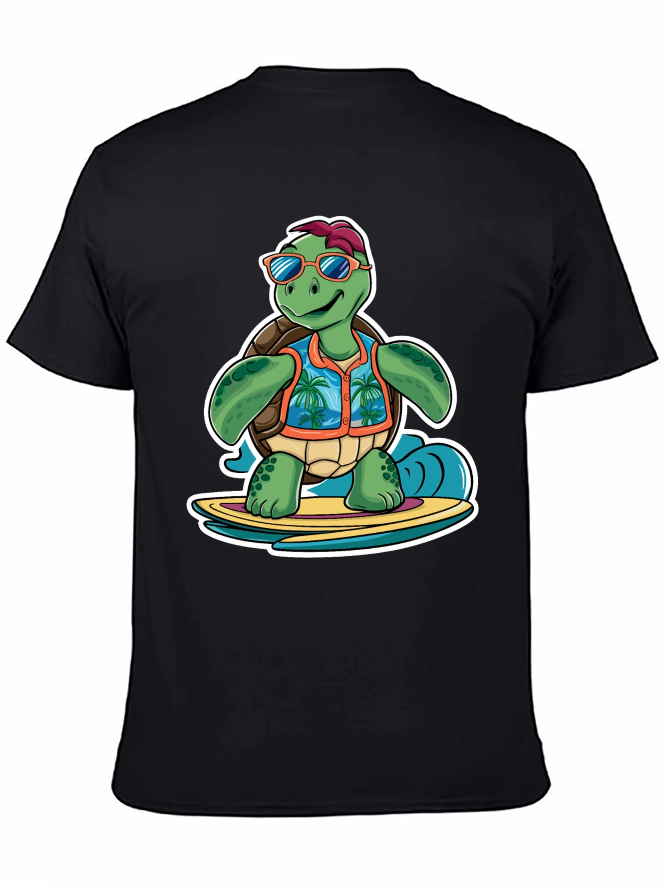 Black Surfing Turtle Graphic Tee - Summer Vibes view 4