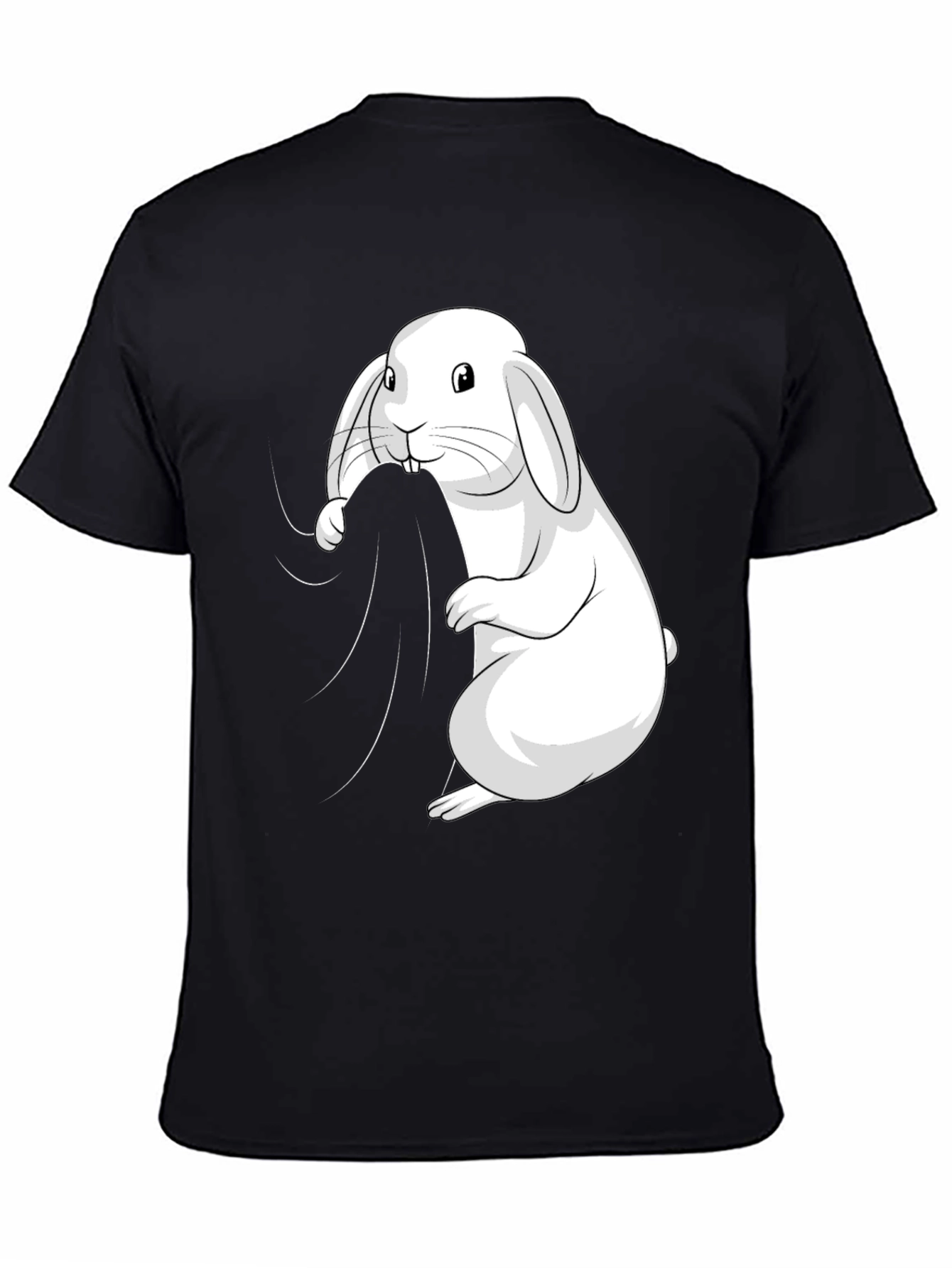 Black Bunny Graphic Tee - Black Cotton T-Shirt view 4