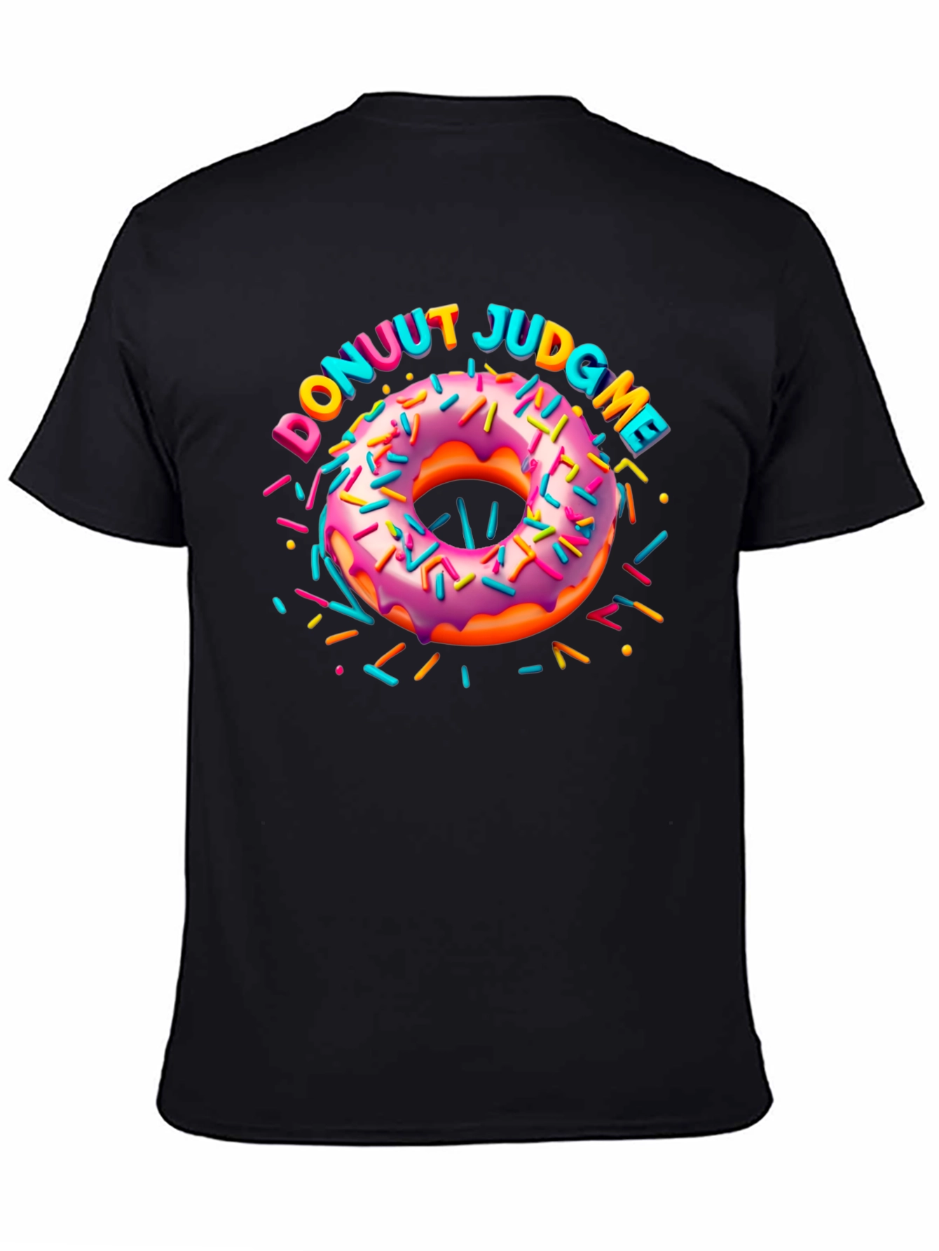 Black Donuut Judge Me Novelty Graphic T-Shirt view 4
