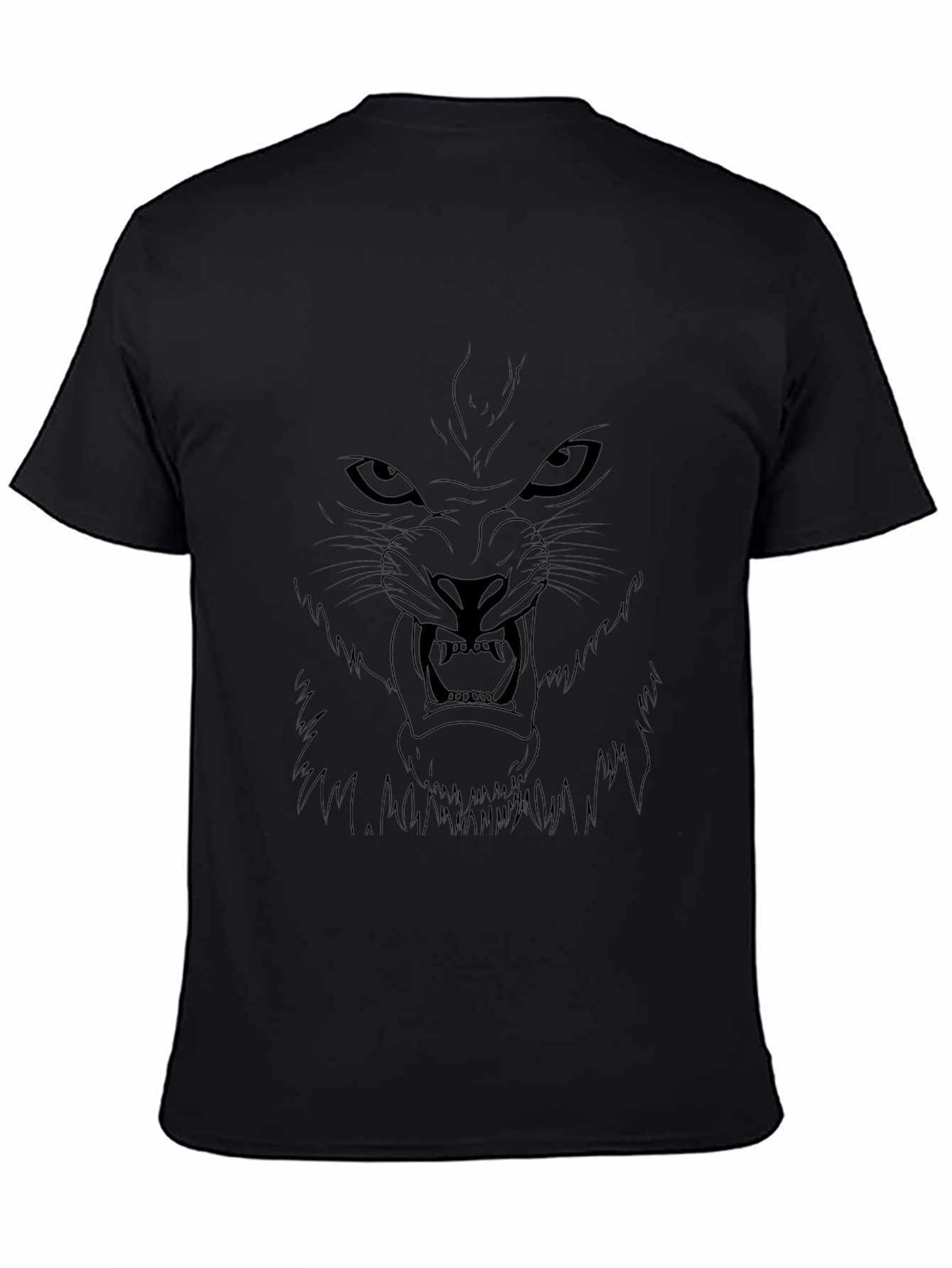 Black Men's Black T-Shirt - Wolf Graphic Tee view 4