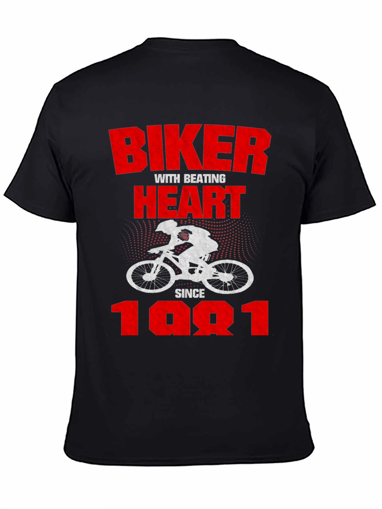 Black Biker Heartbeat Since 1981 Graphic Tee view 4