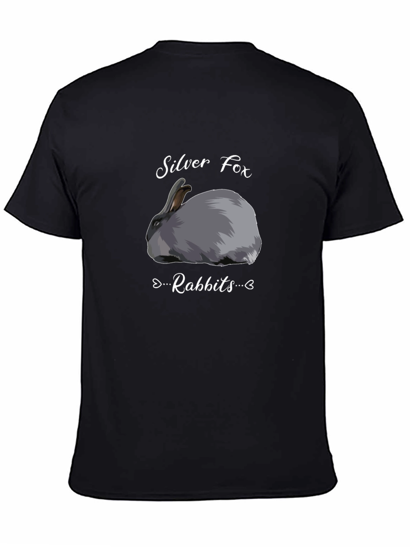 Black Silver Fox Rabbits Graphic T-Shirt - Black view 4
