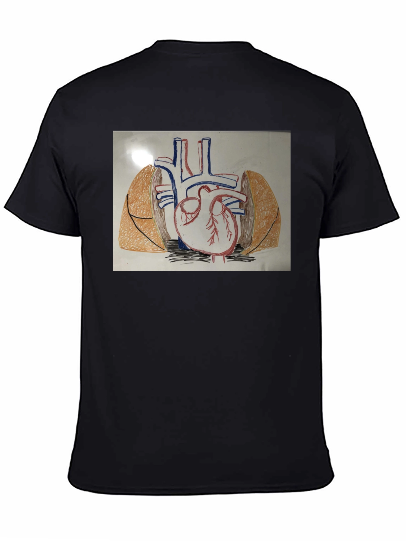 Black Anatomy Heart T-Shirt - Black Cotton Graphic Tee view 4