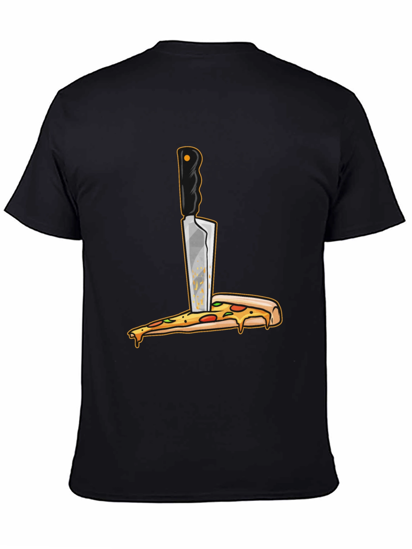 Black Pizza Knife T-Shirt - Funny Foodie Graphic Tee view 4
