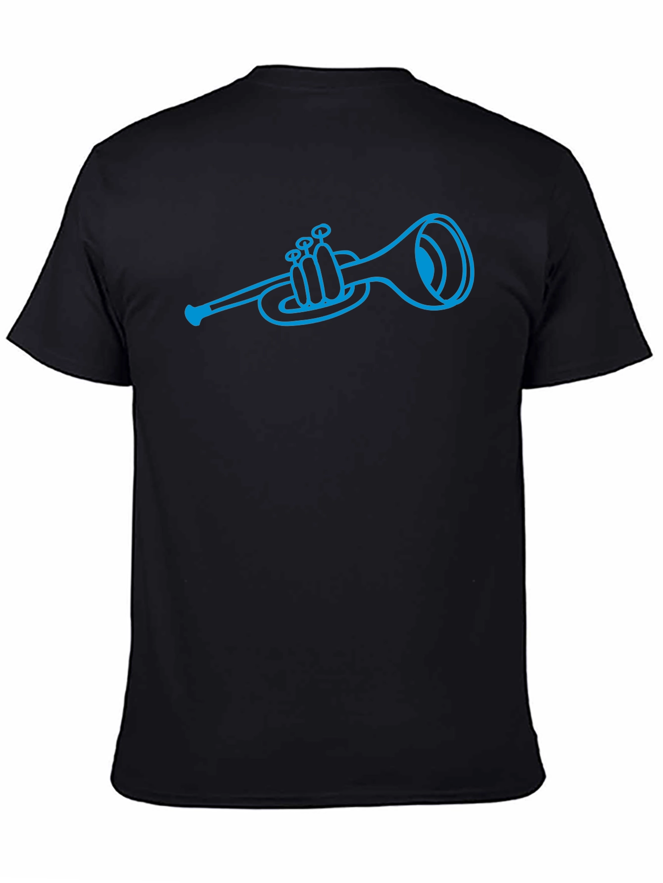 Black Blue Trumpet Graphic Black T-Shirt view 4