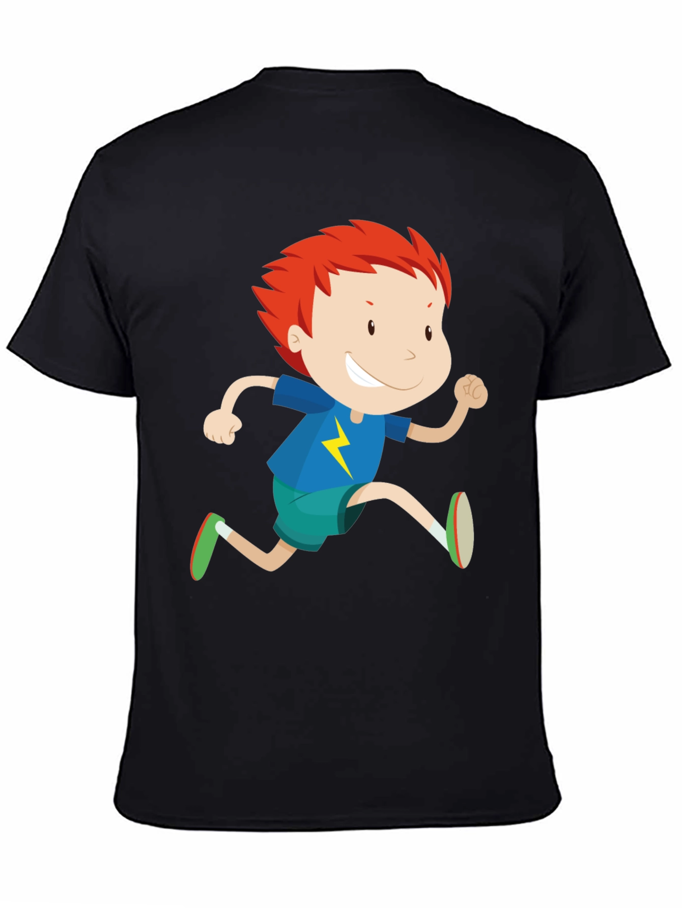 Black Boy Running Graphic Print Crew Neck T-Shirt view 4