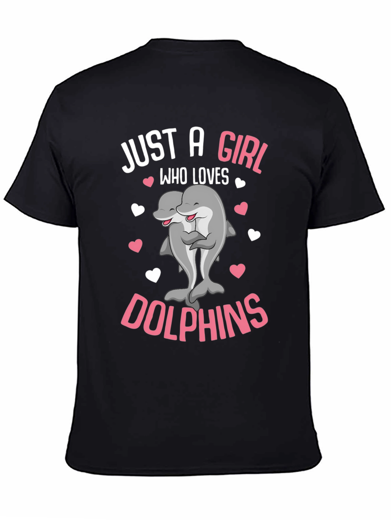 Black Just a Girl Who Loves Dolphins T-Shirt view 4