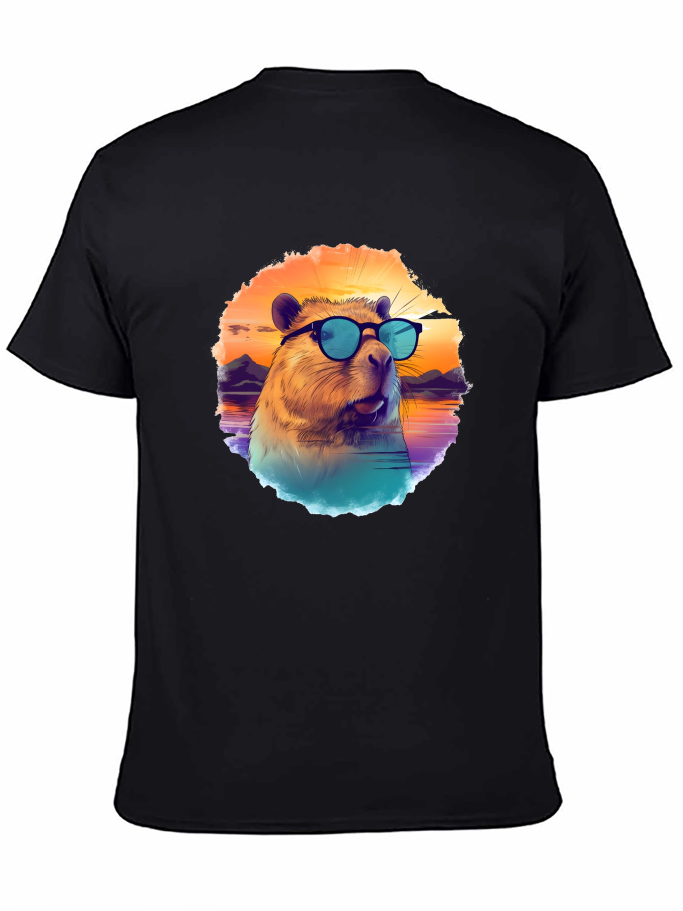 Black Cool Capybara T-Shirt view 4