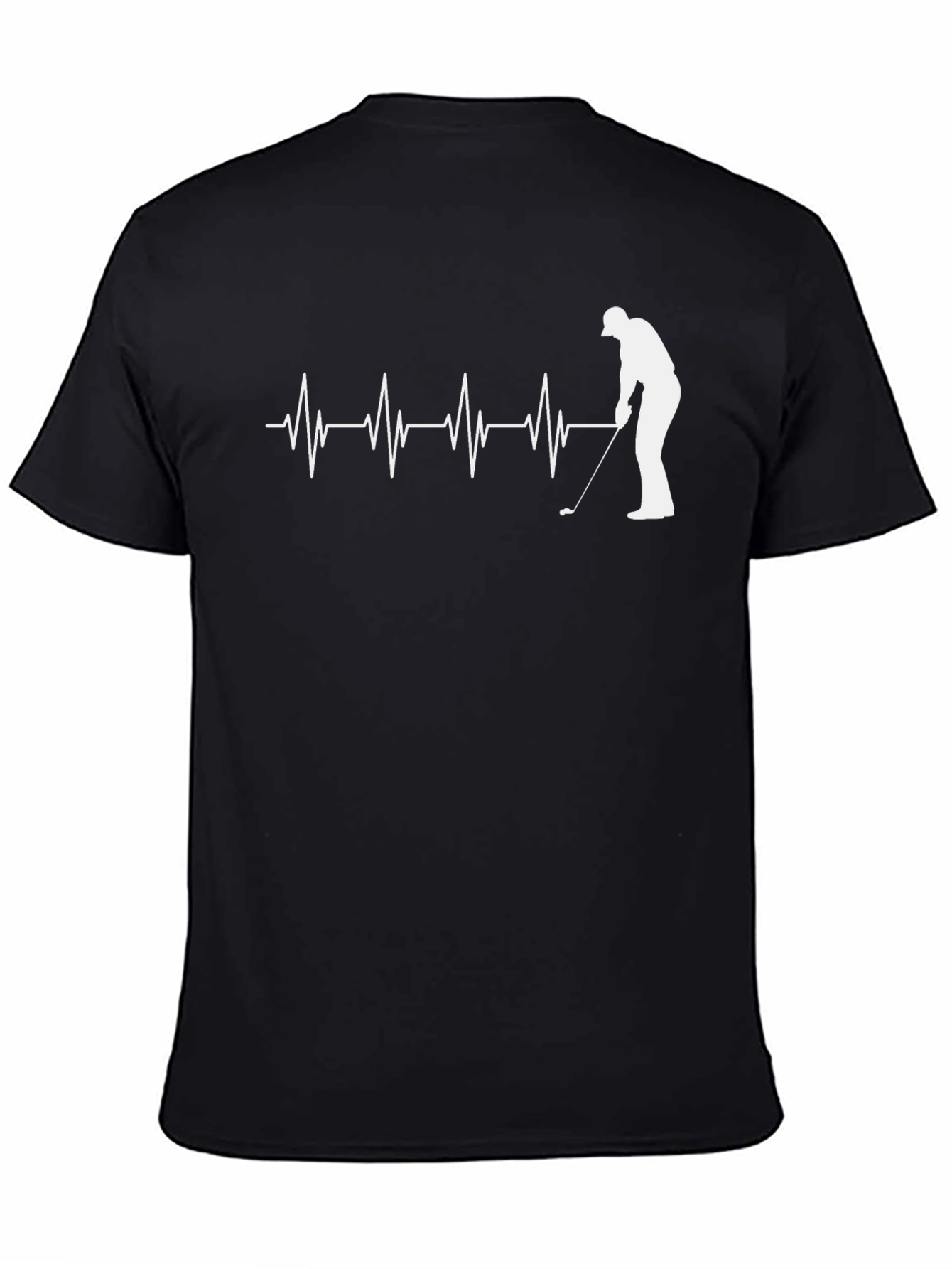 Black Golf Heartbeat T-Shirt - Black Tee view 4