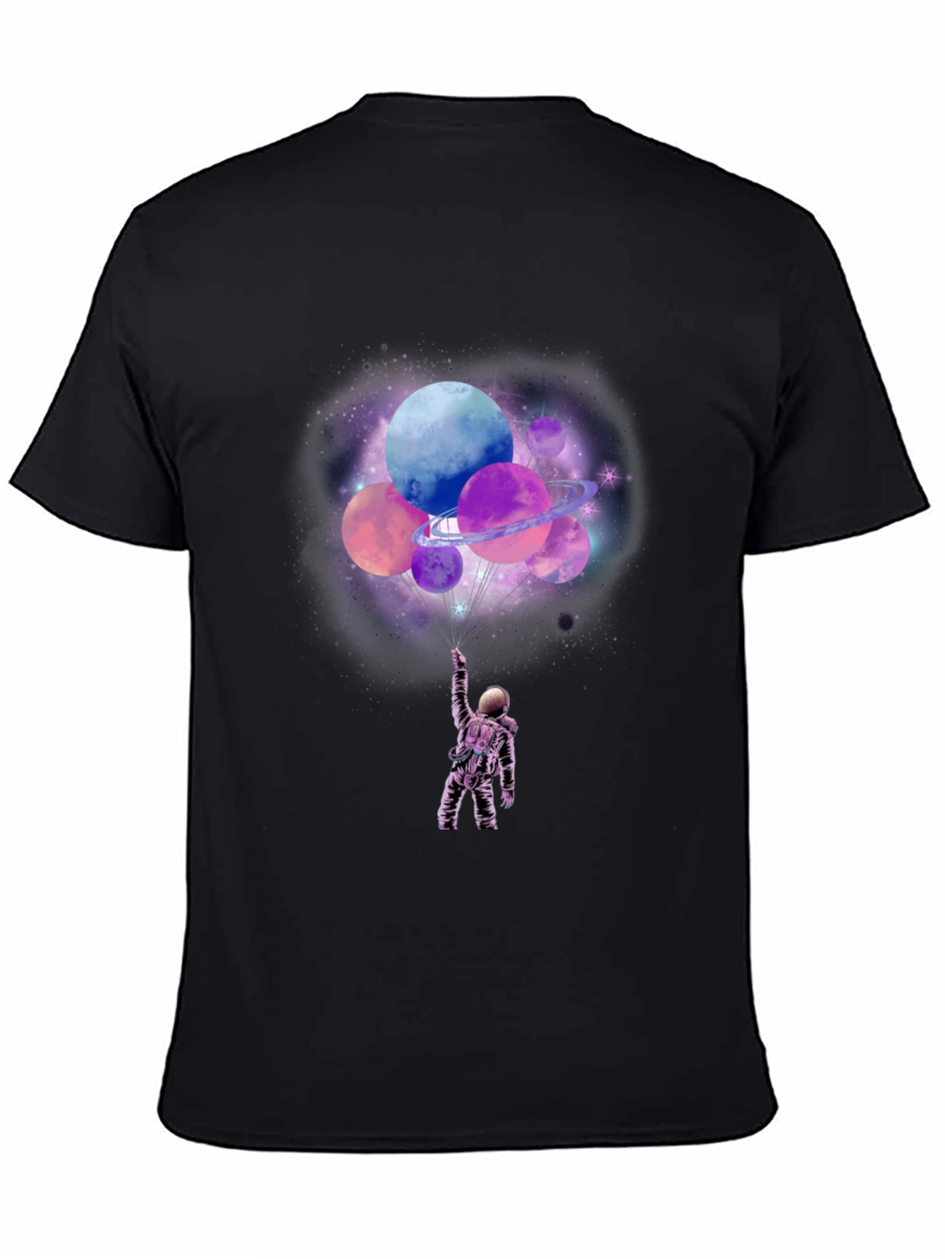 Black Astronaut Planets Graphic T-Shirt view 4
